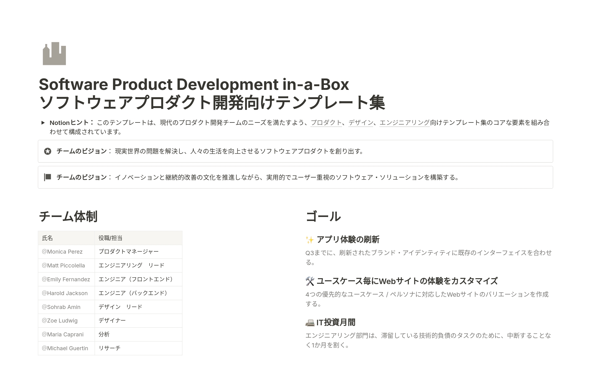 Software Dev in-a-Box
ソフトウェア開発向けテンプレート集のテンプレートのプレビュー