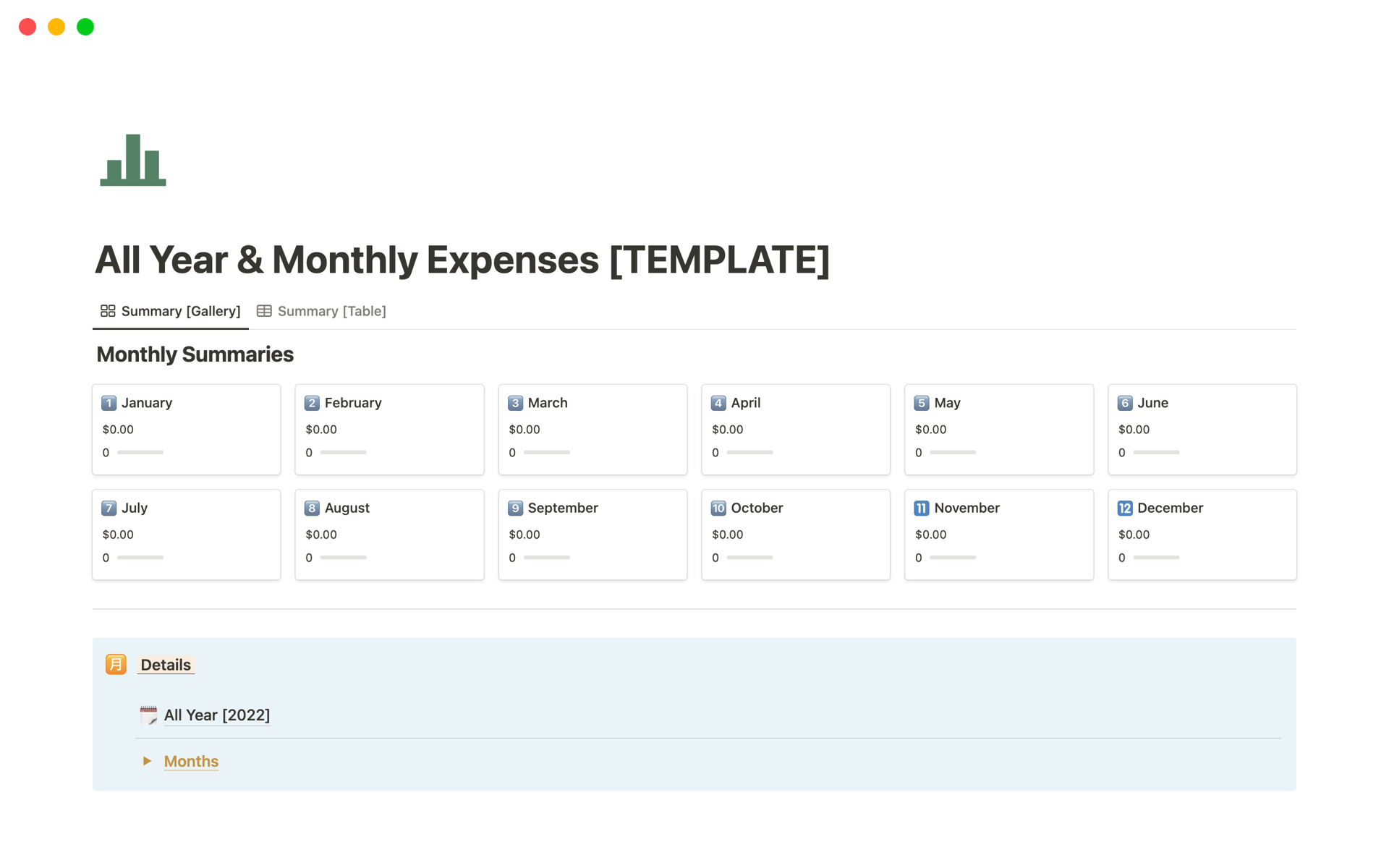 All Year &amp; Monthly Expenses Template | Notion Marketplace