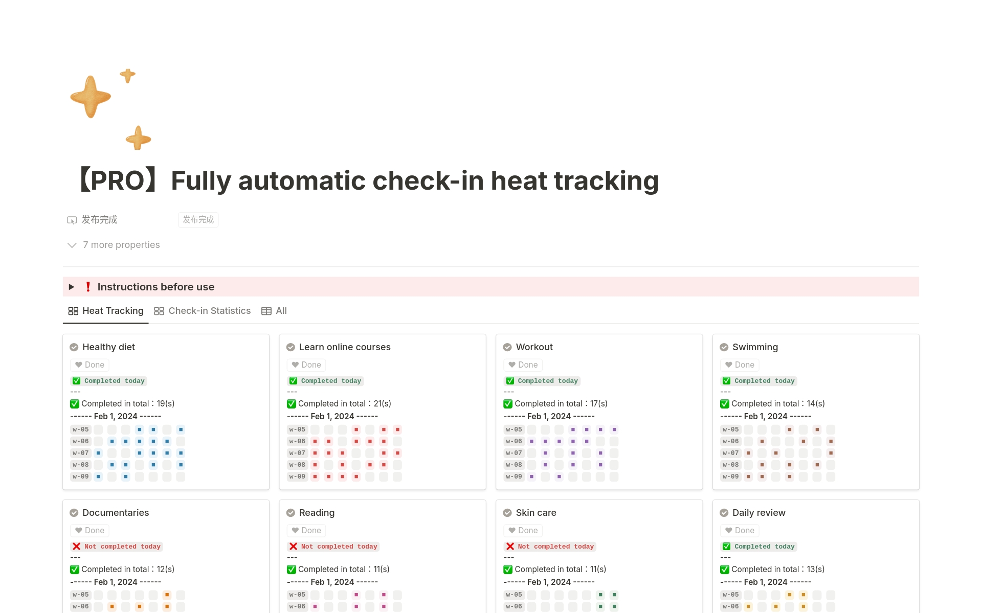 A template preview for Fully automatic heat tracking
