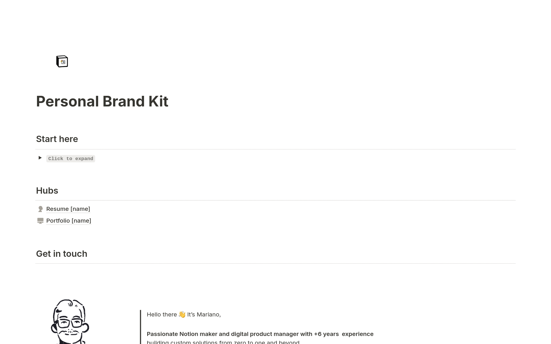 En förhandsgranskning av mallen för Personal Brand Kit