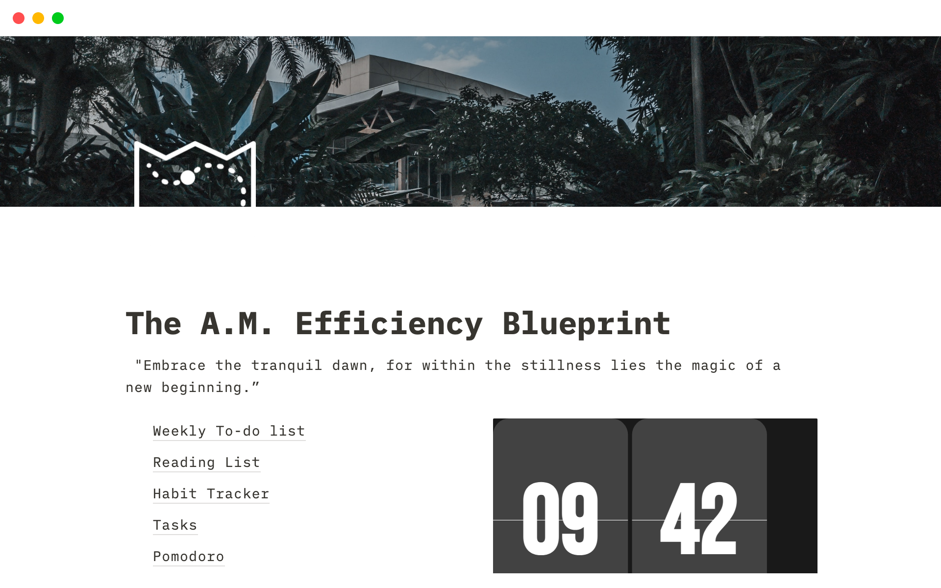 Eine Vorlagenvorschau für The A.M. Efficiency Blueprint