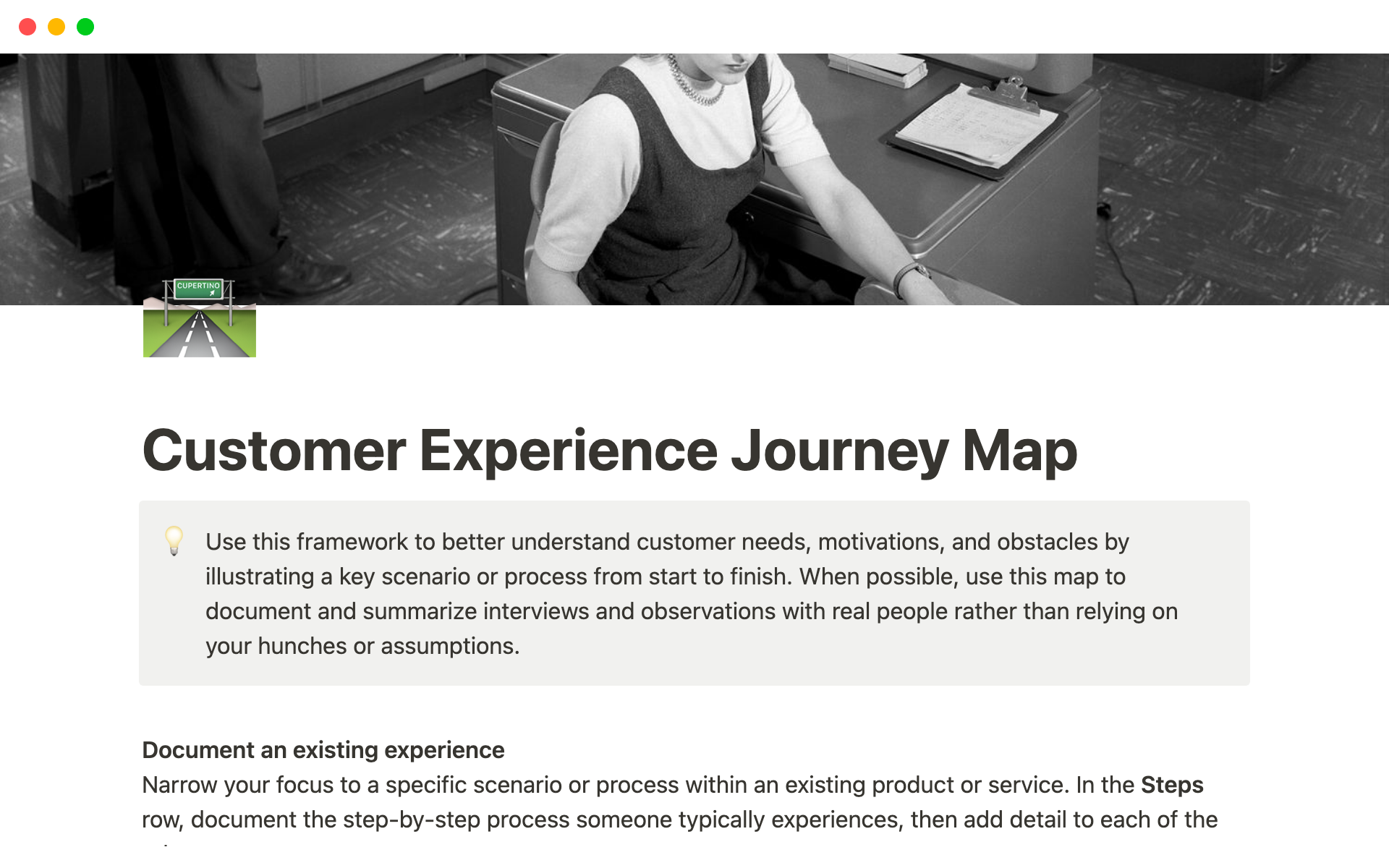 A template preview for Customer Experience Journey Map