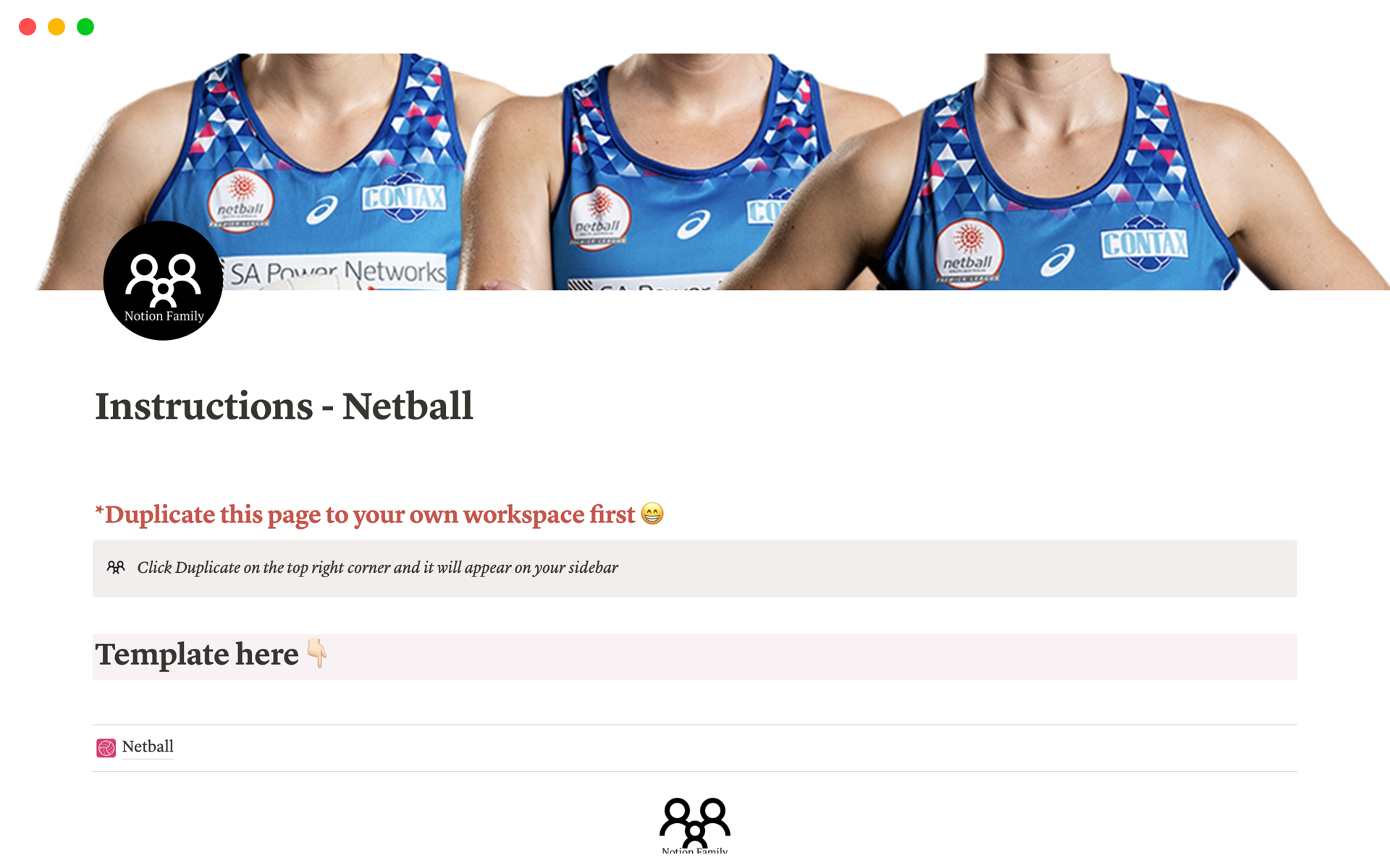 A template preview for Coaching - Netball