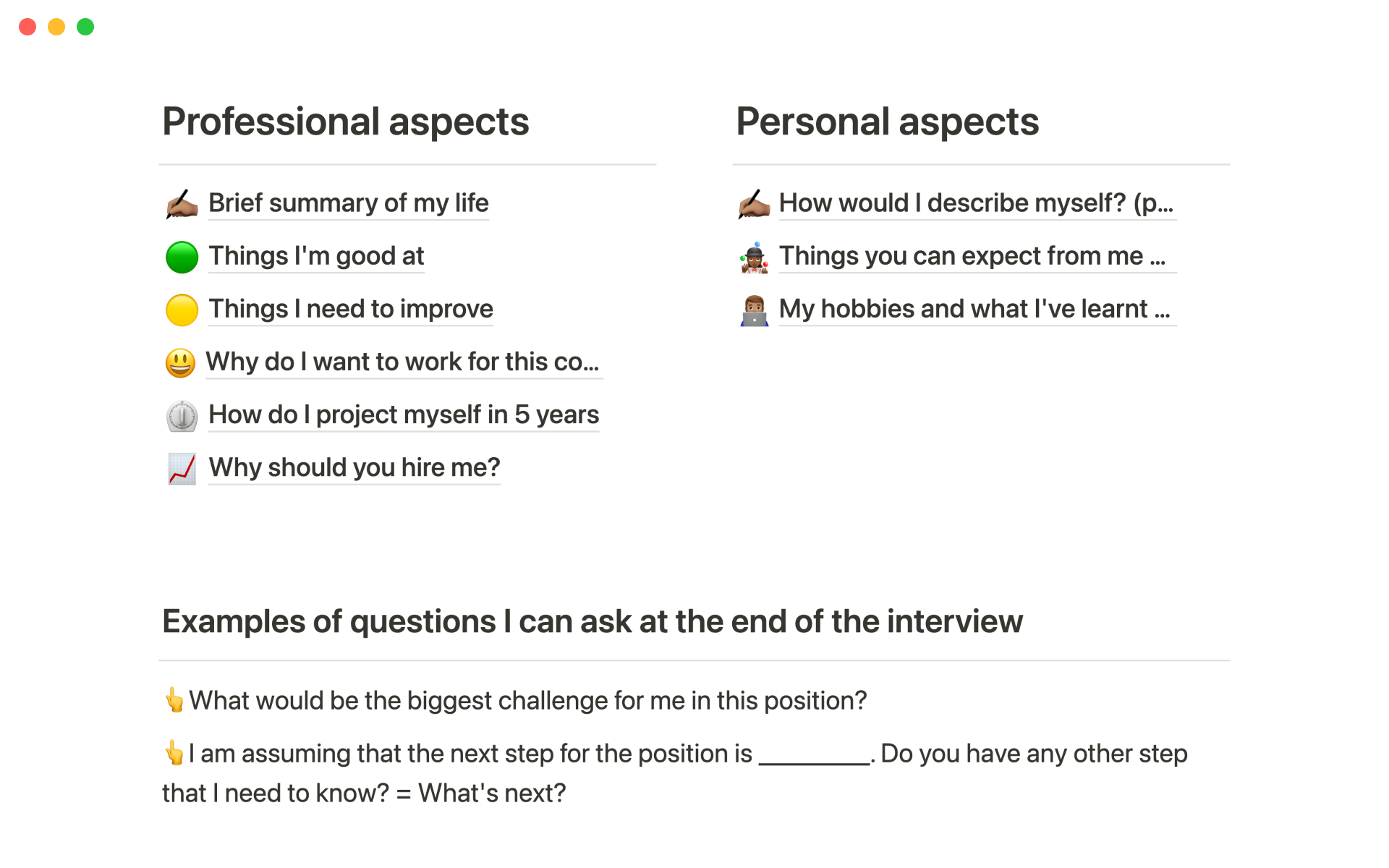 Helps people prepare for their next job interview.