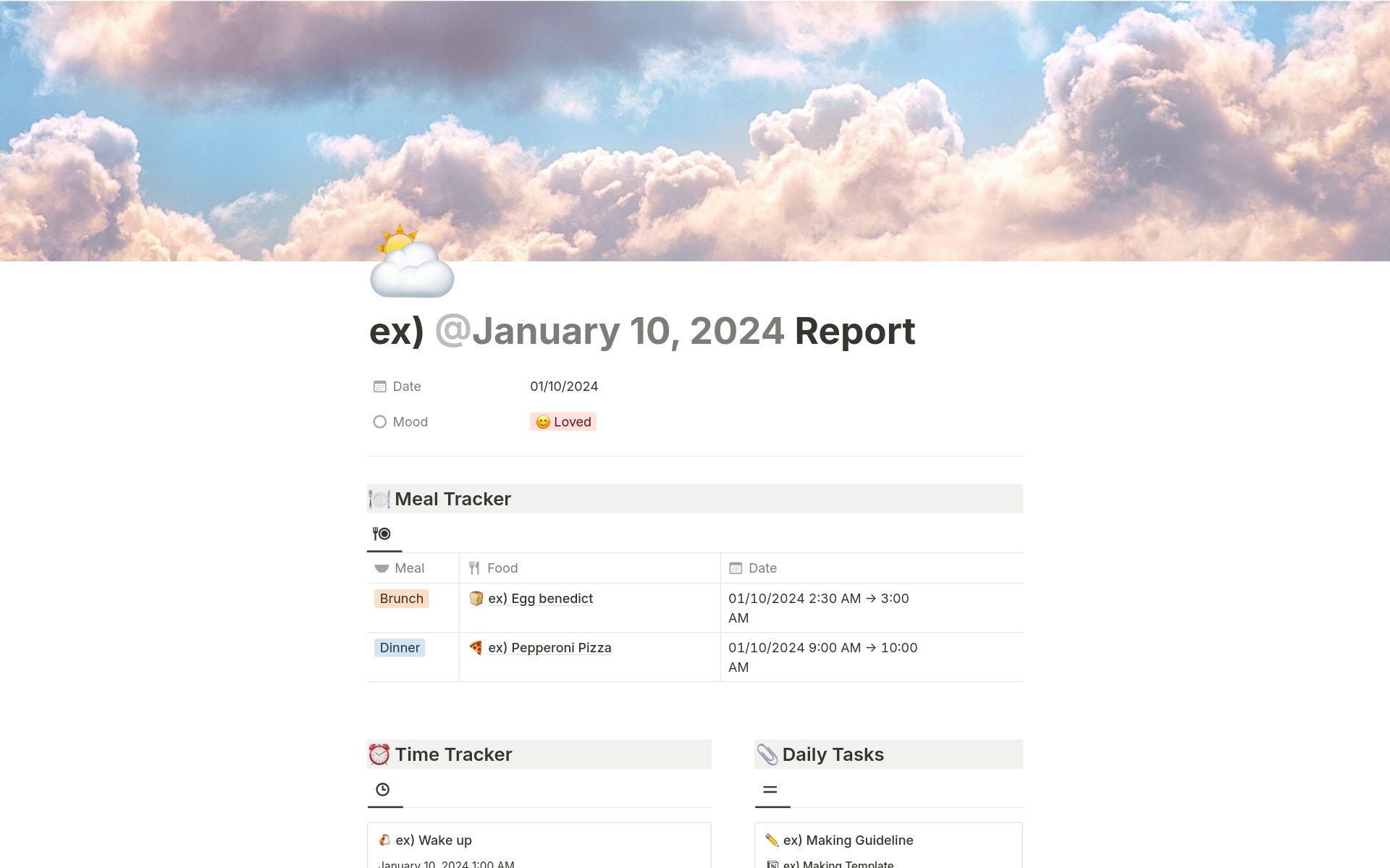 This template is designed to be your all-in-one tool for daily planning, task management, meal tracking, and insightful reflections.