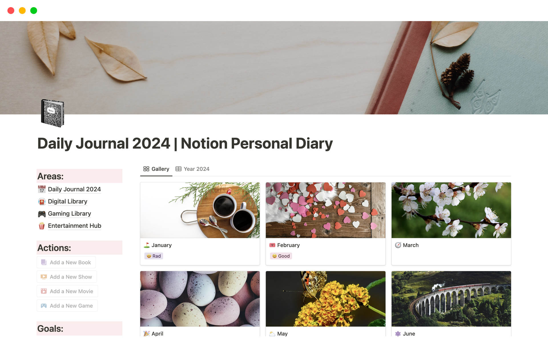 A template preview for Daily Journal 2024 - Personal Diary