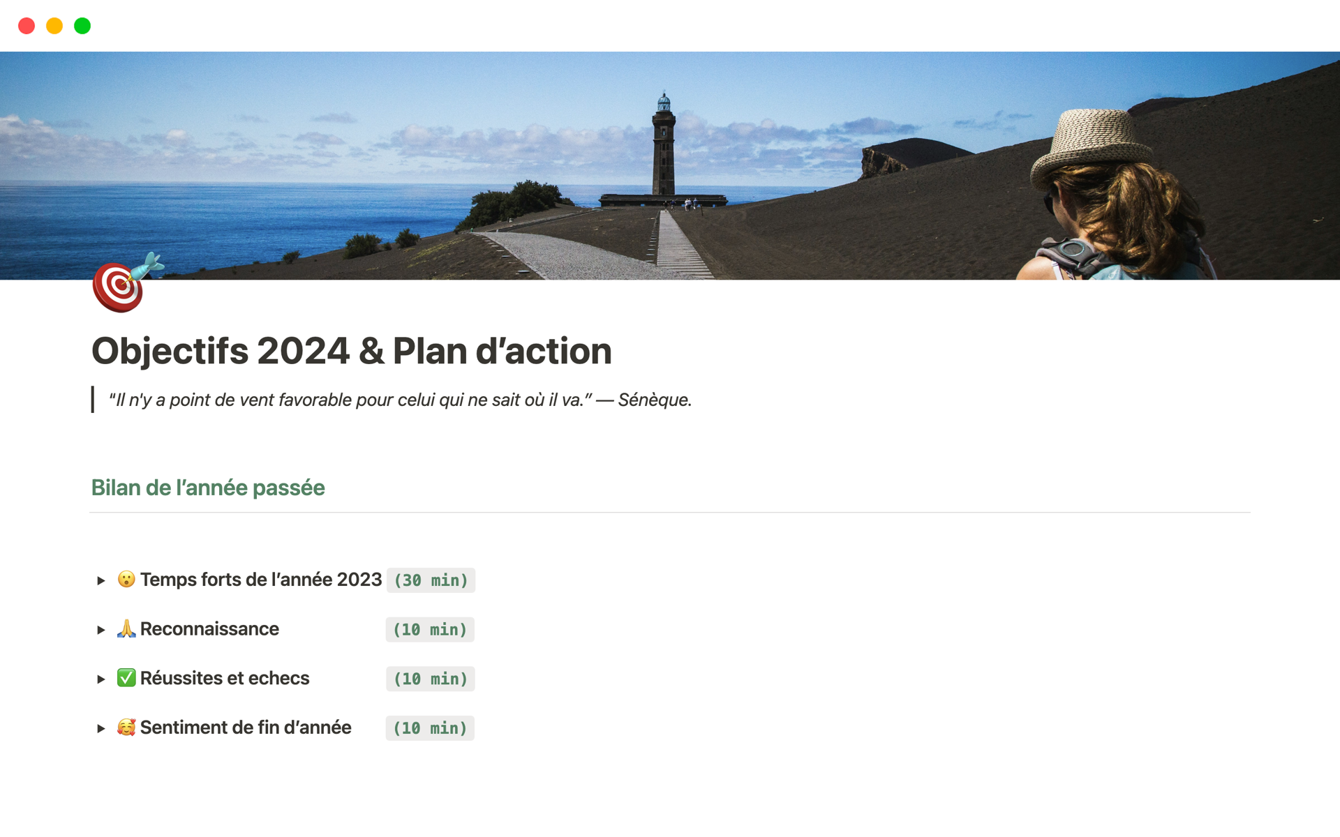 Aperçu du modèle de Objectifs 2024 & Plan d’action