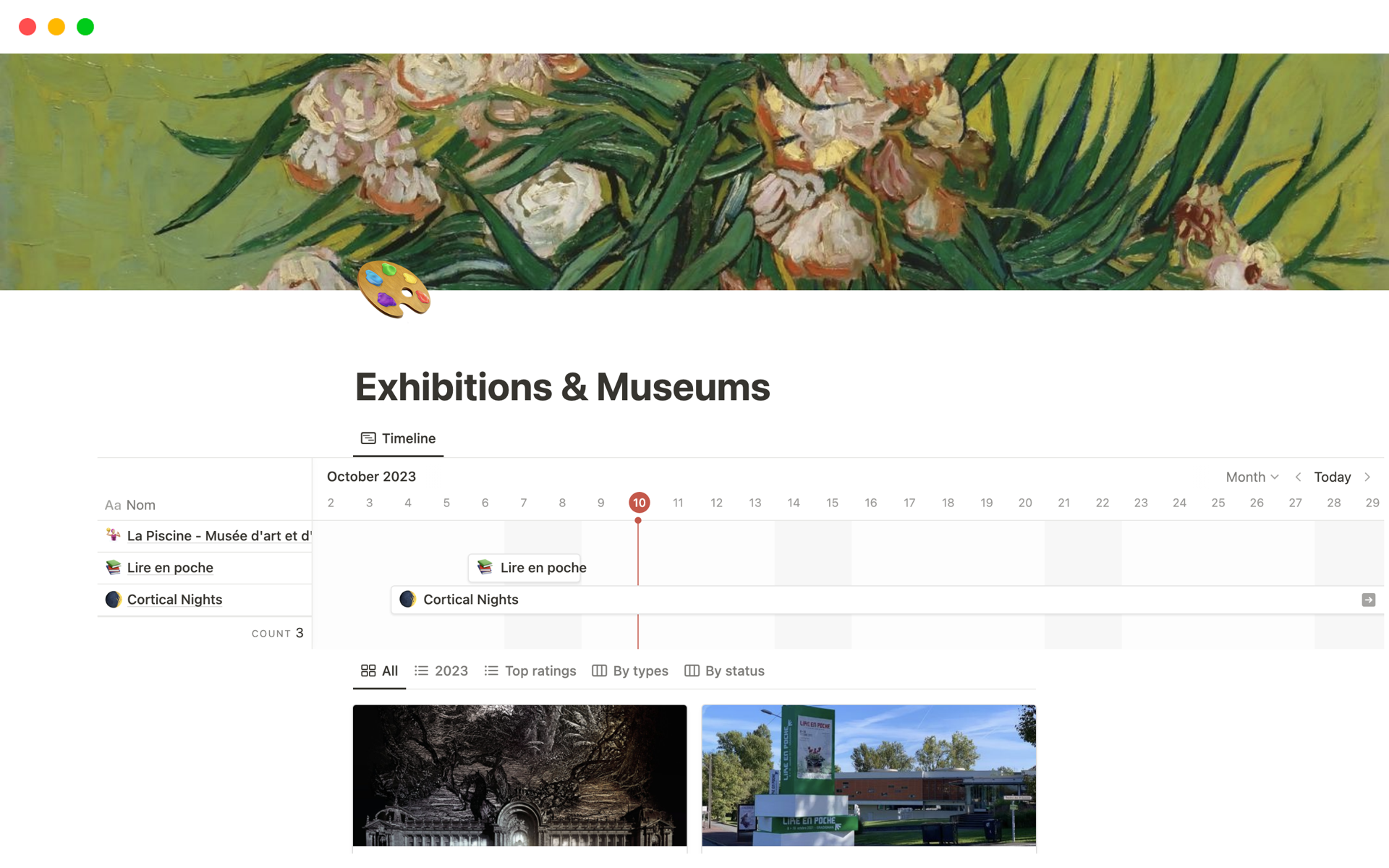 A template preview for Exhibitions & Museums