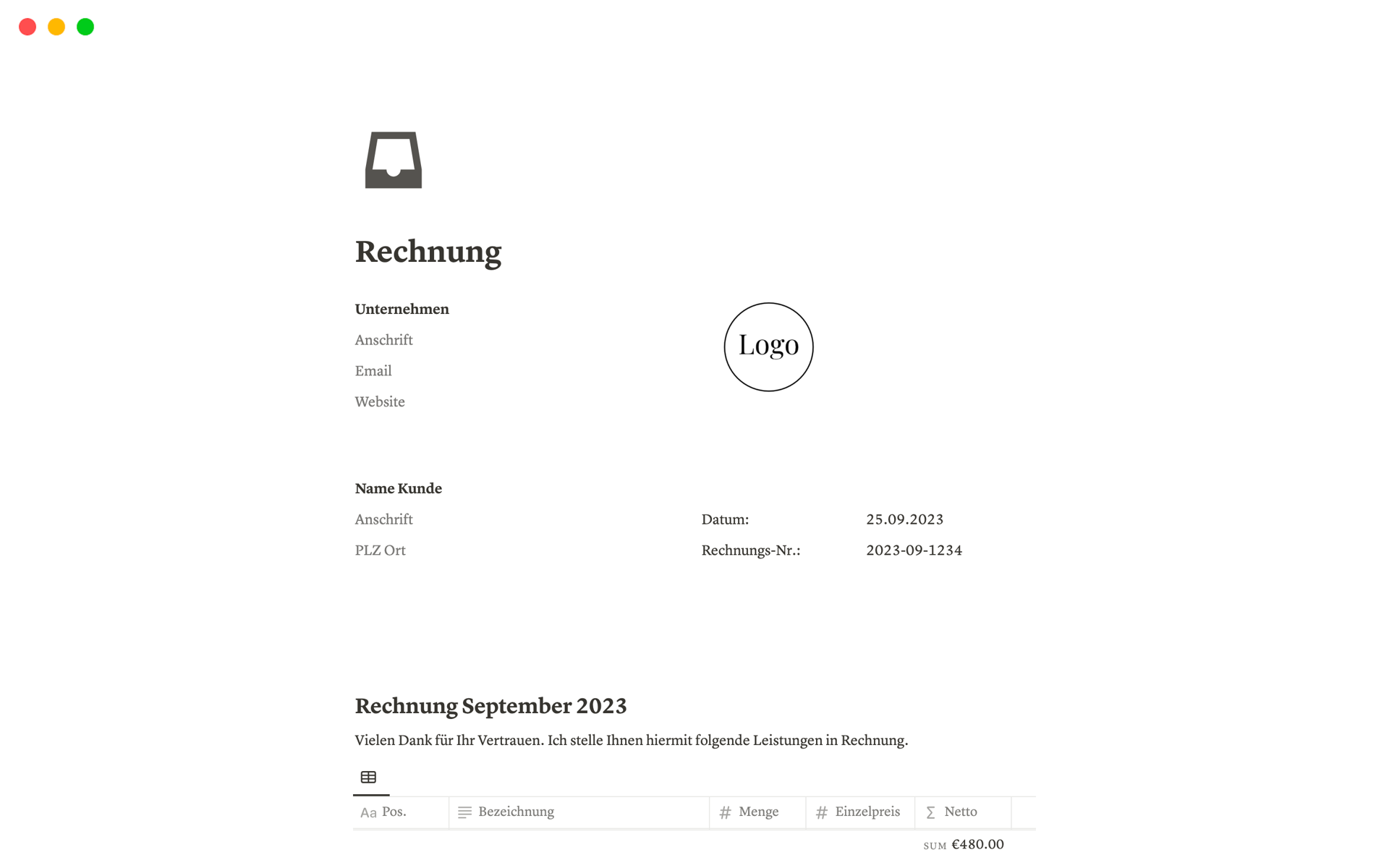 Rechnung 님의 템플릿 미리보기