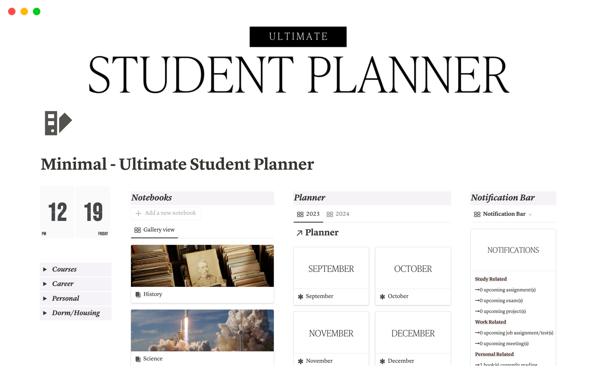 A template preview for Ultimate Student Dashboard - Minimalistic