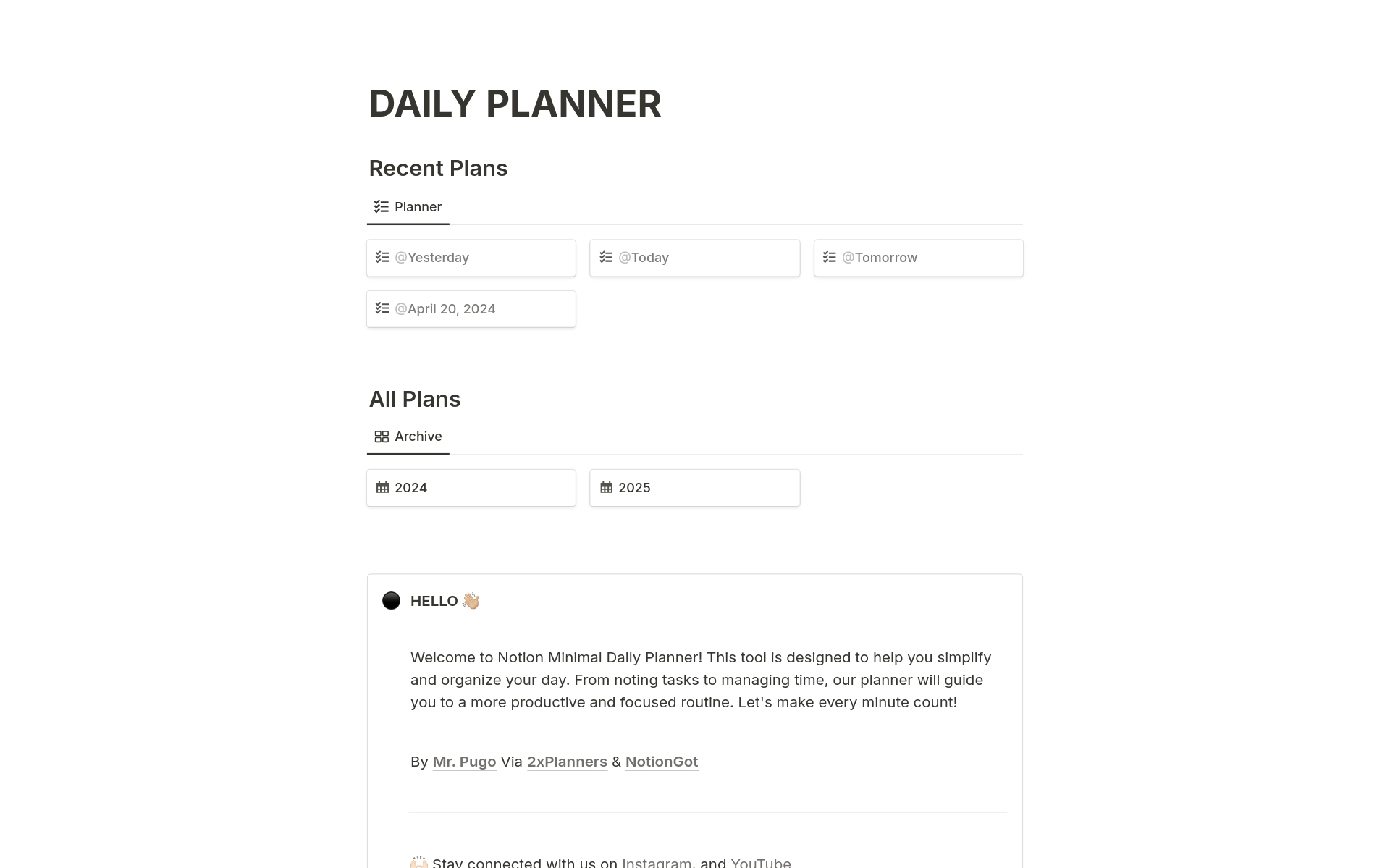 Streamline Your Day, the Minimal Way. (Free Notion Daily Planner)