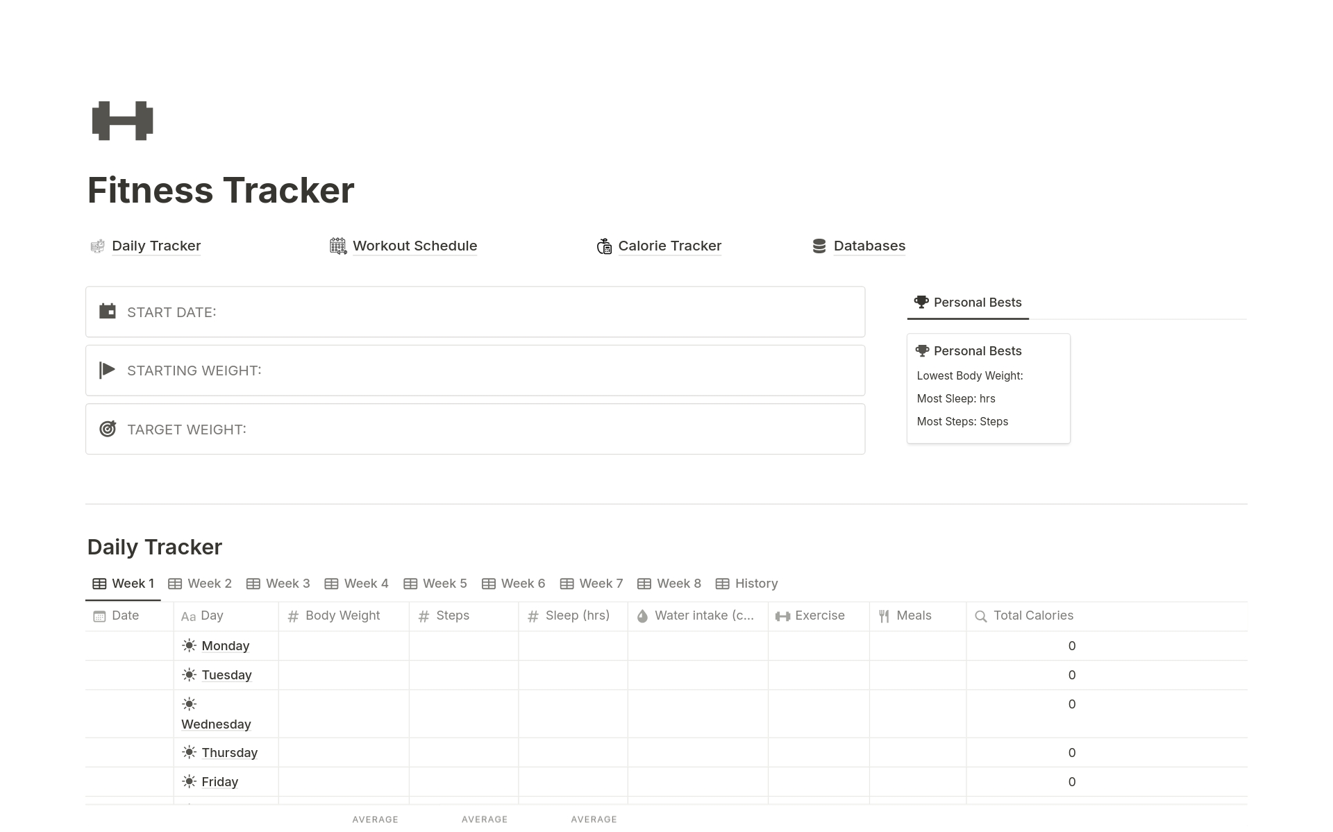 Vista previa de una plantilla para Fitness Tracker