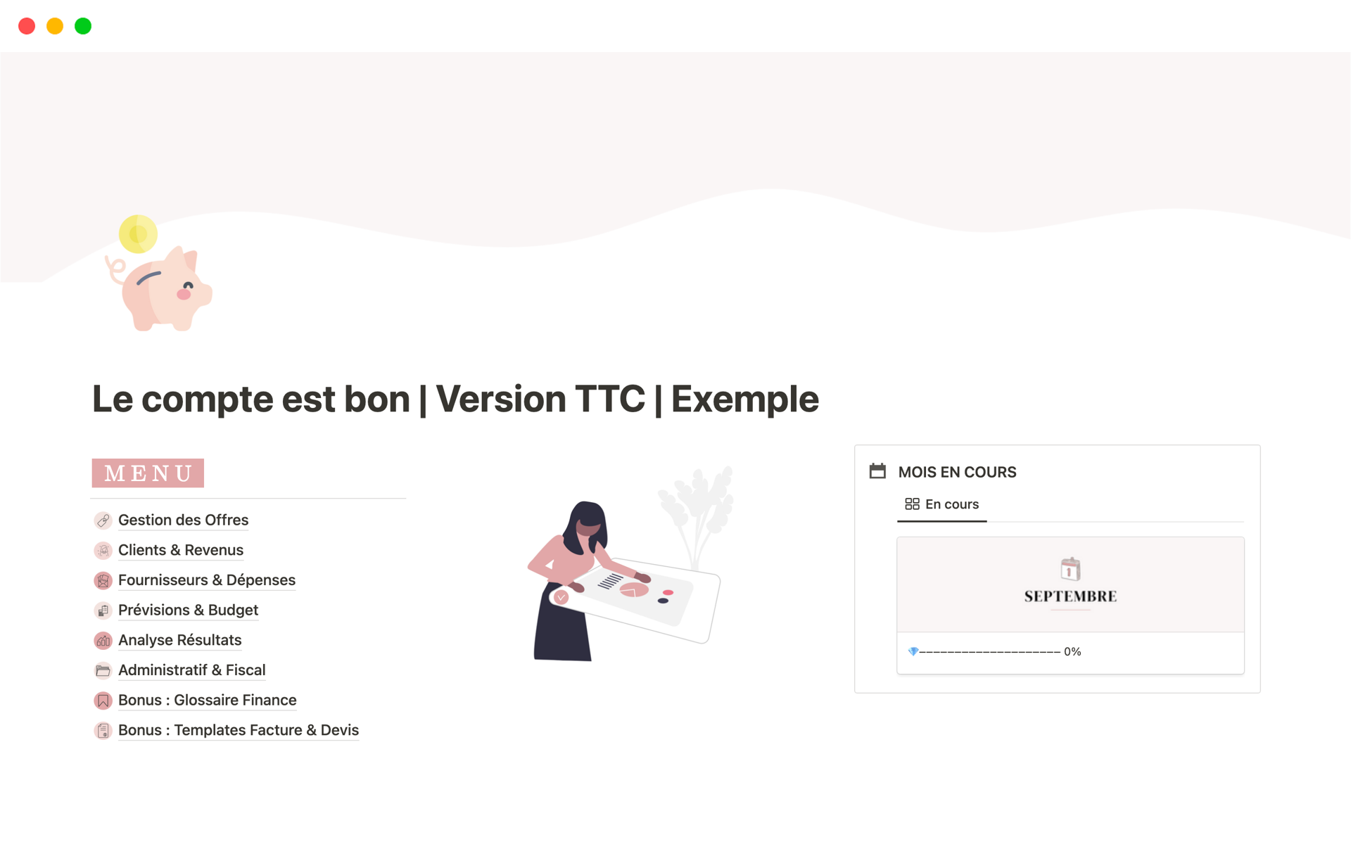 A template preview for Le compte est bon (Finances pro)