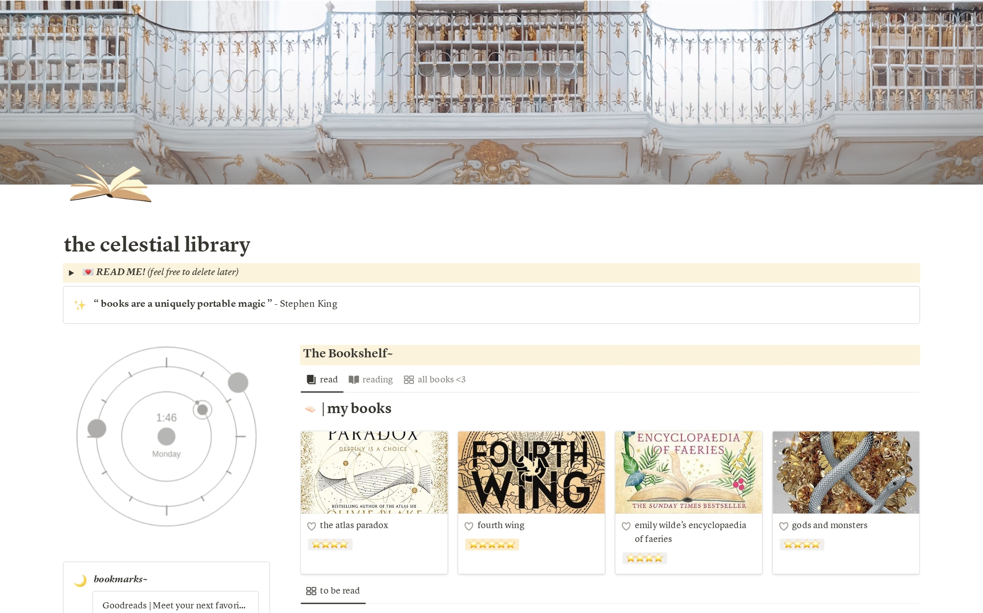 Vista previa de plantilla para the celestial library
