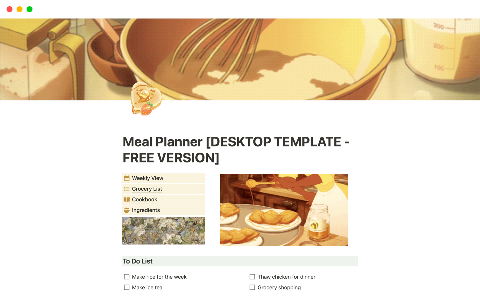 A pre-designed framework that helps individuals organize and plan their meals effectively
