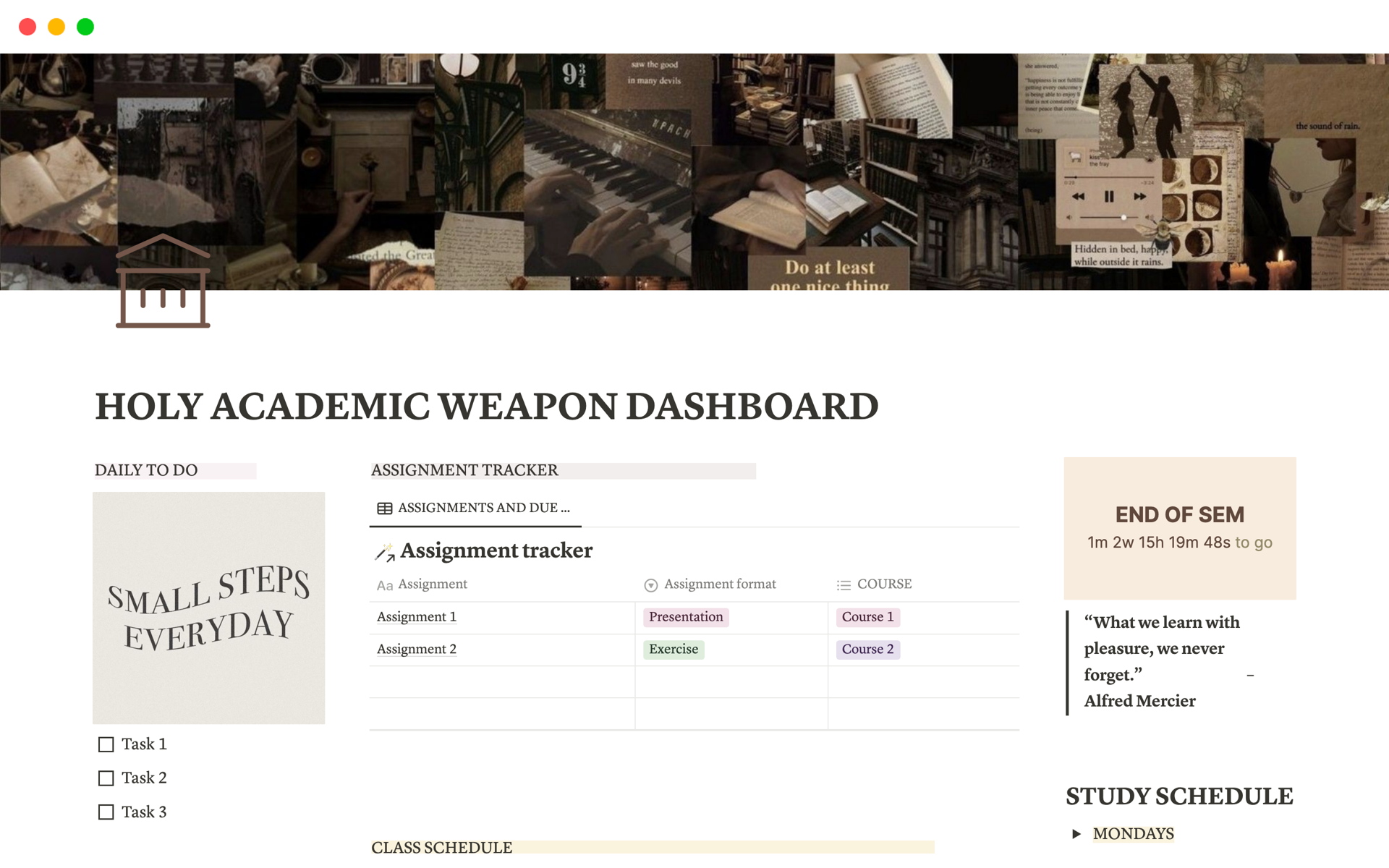 A template preview for HOLY ACADEMIC WEAPON DASHBOARD