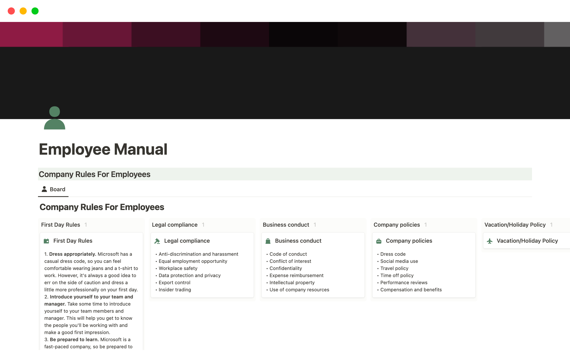 Employee Manual by Notionallity Notion Template