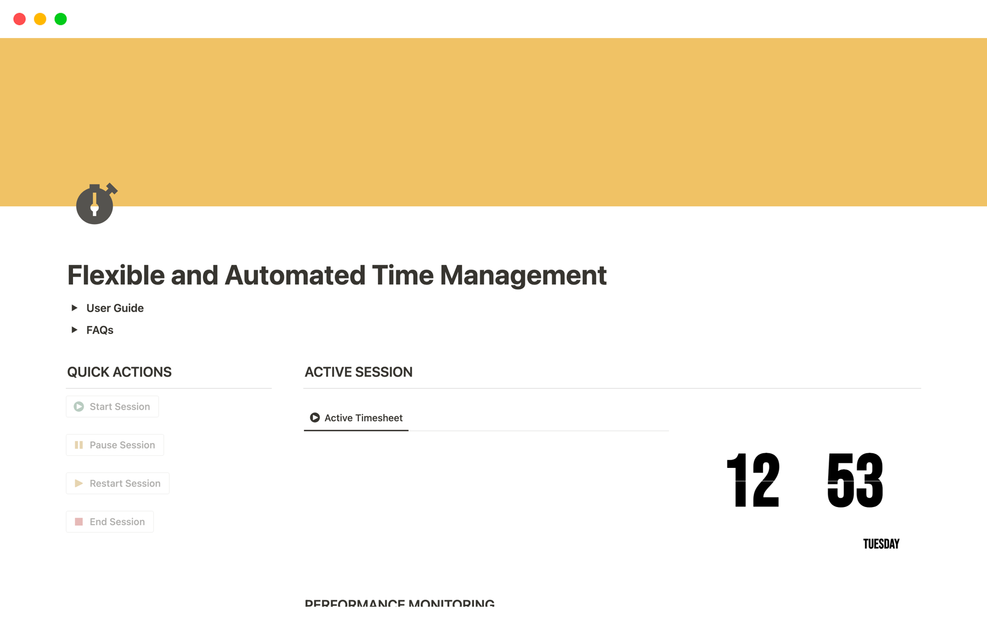 Flexible and Automated Time Management Notion Template
