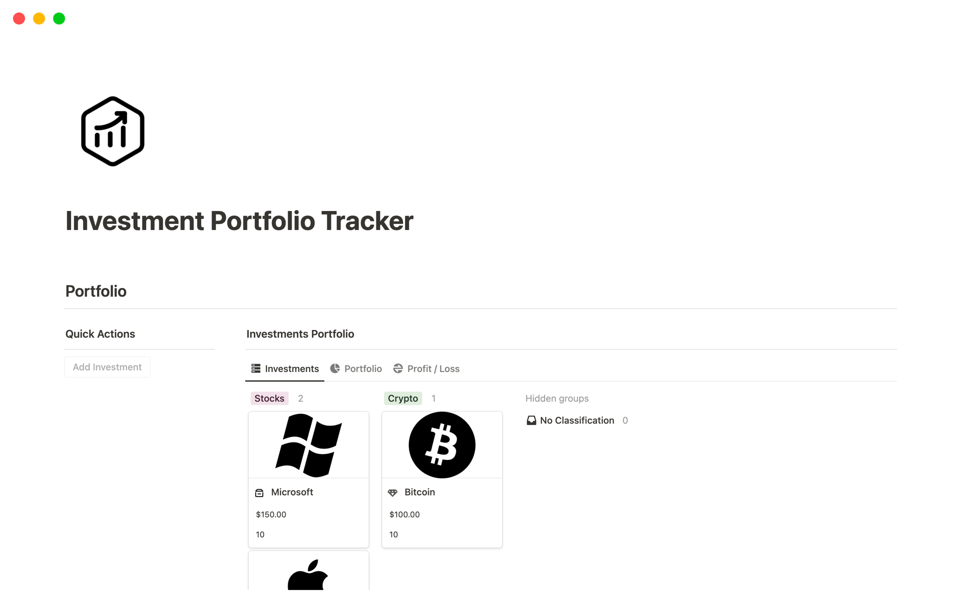 Investment Portfolio Tracker Template Notion Marketplace