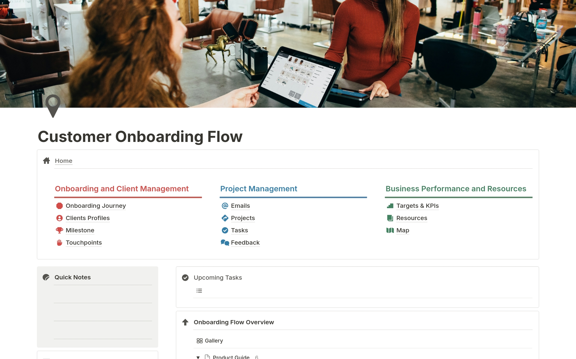 Vista previa de una plantilla para Customer Onboarding Flow