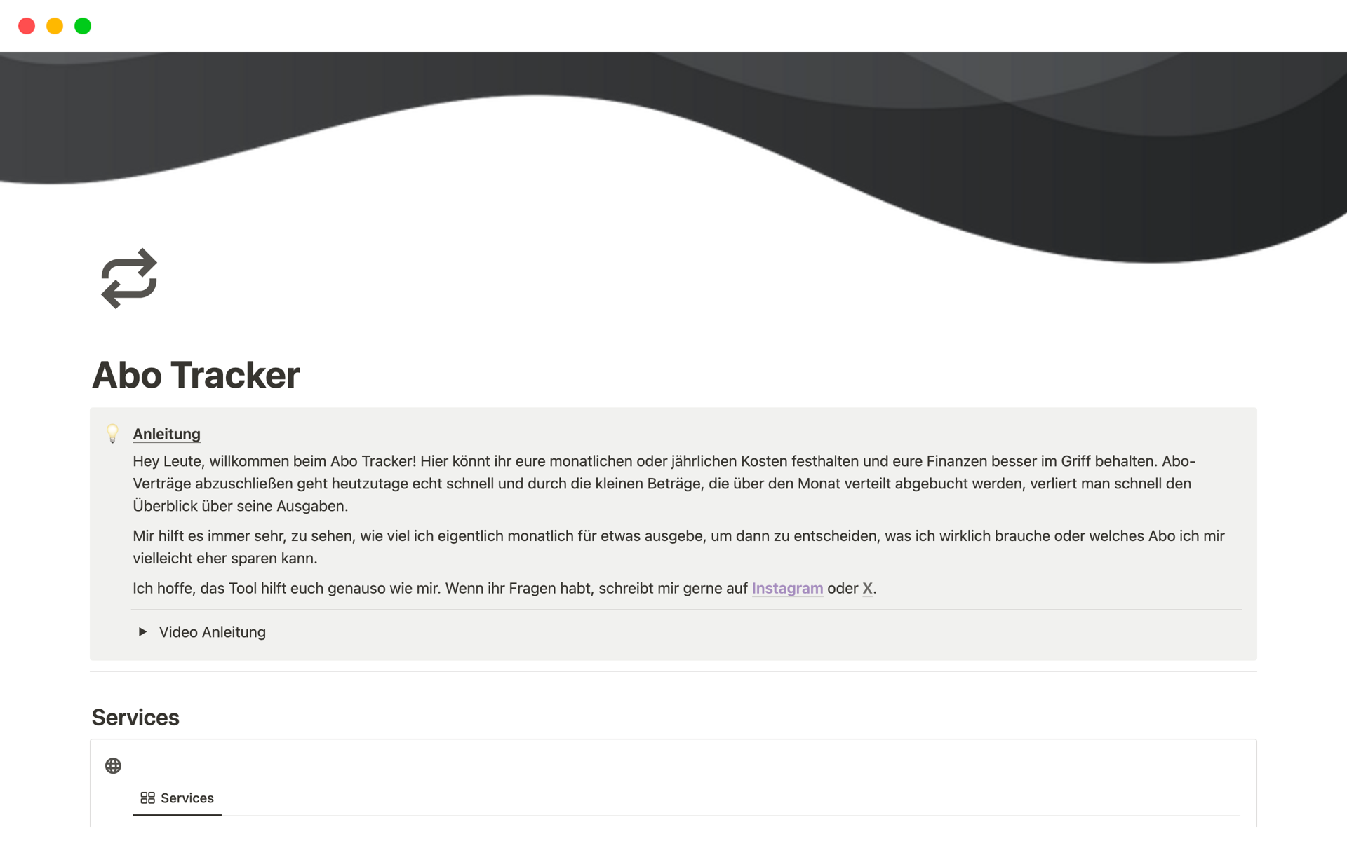 Abo Tracker Notion Template