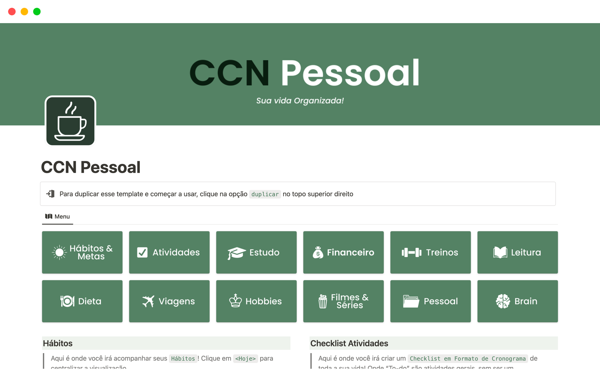 En förhandsgranskning av mallen för CCN Pessoal