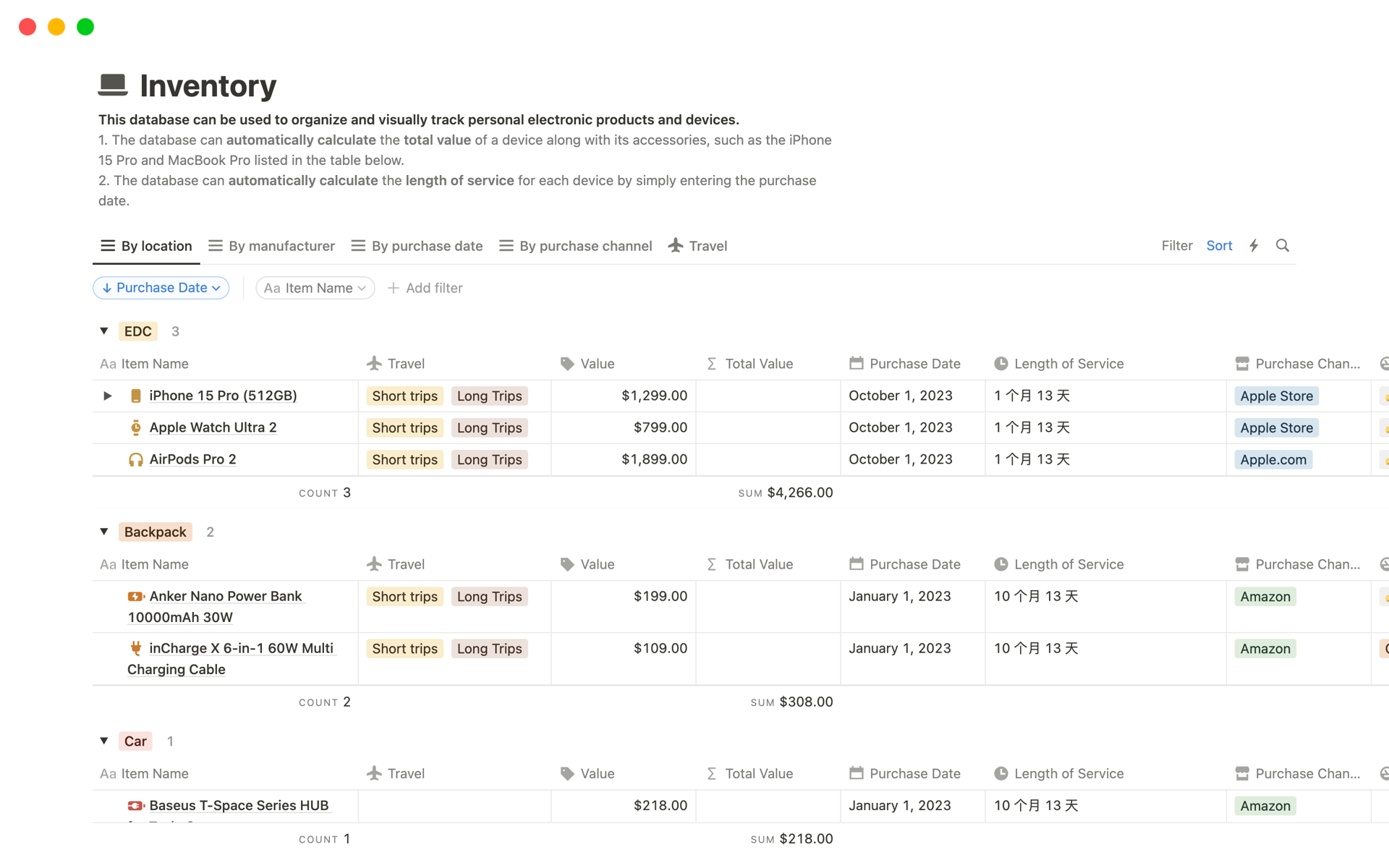Inventory Tracking with Automatic Calculation Template | Notion Marketplace