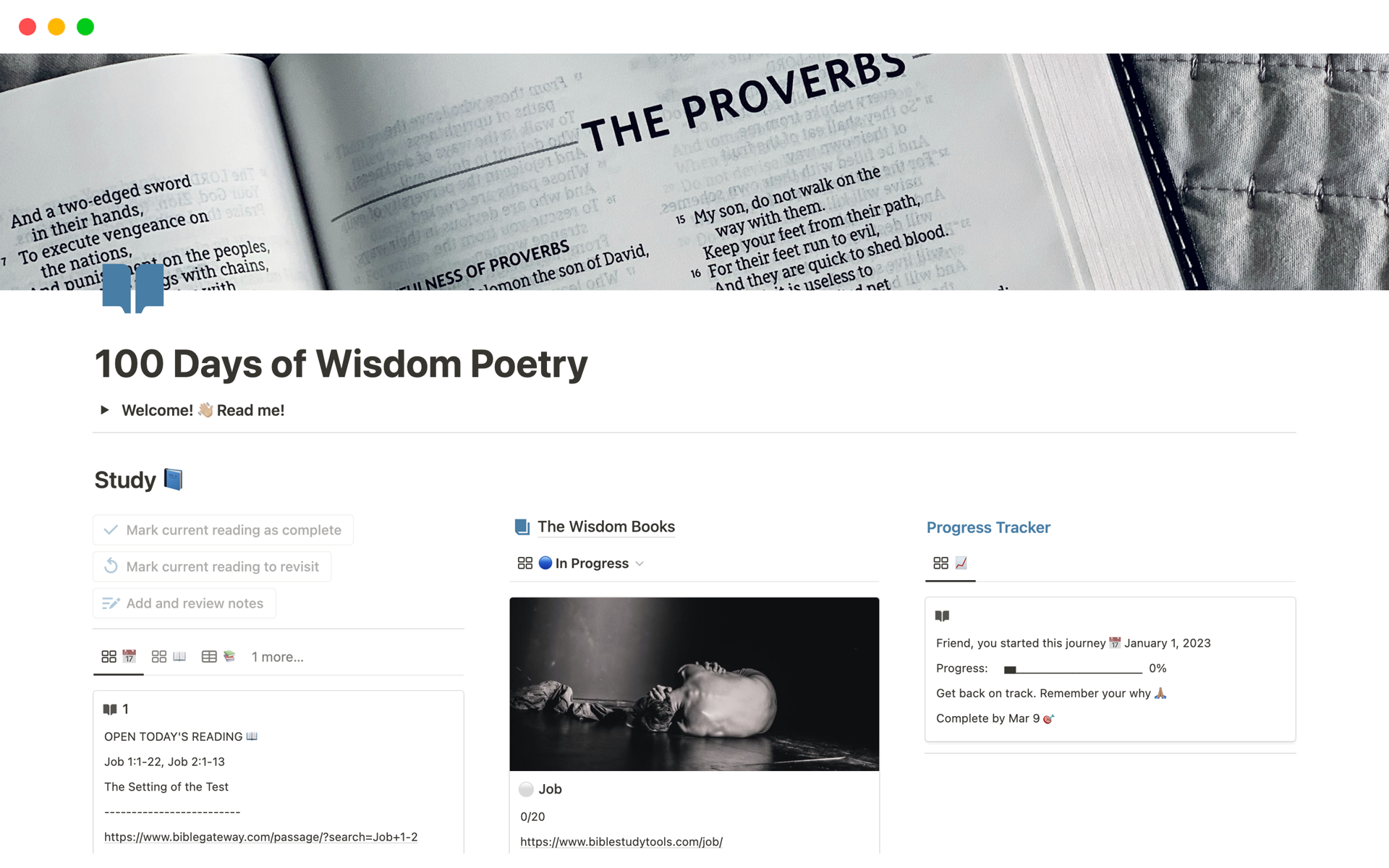 A template preview for 100 Days of Wisdom Poetry