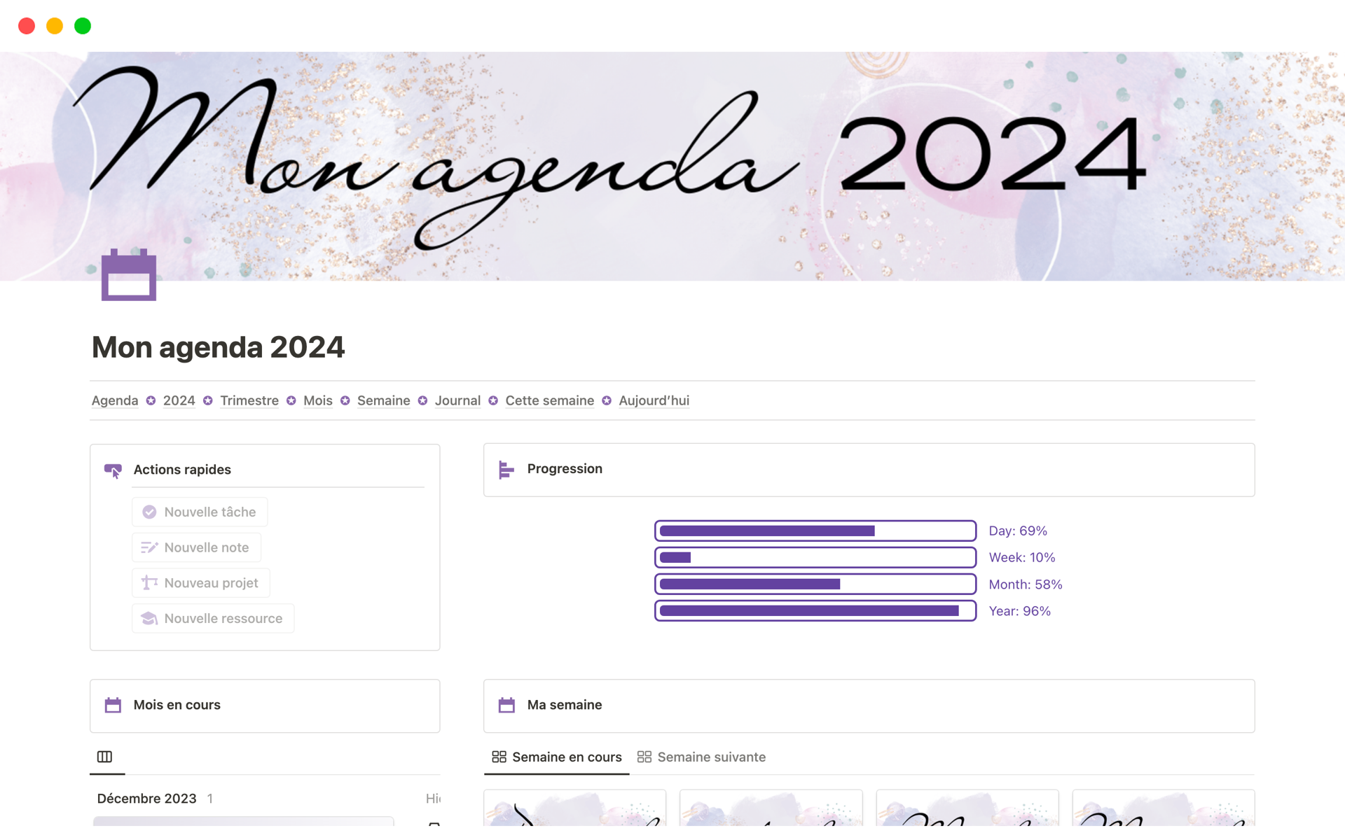 Agenda 2024 pour planifier une nouvelle année