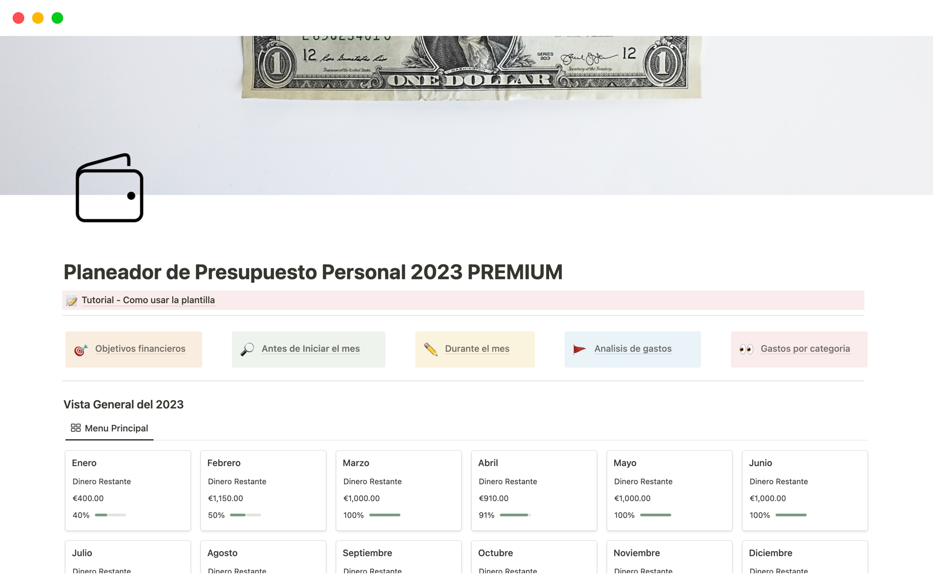 A template preview for Planeador de Presupuesto Personal 2023 PREMIUM