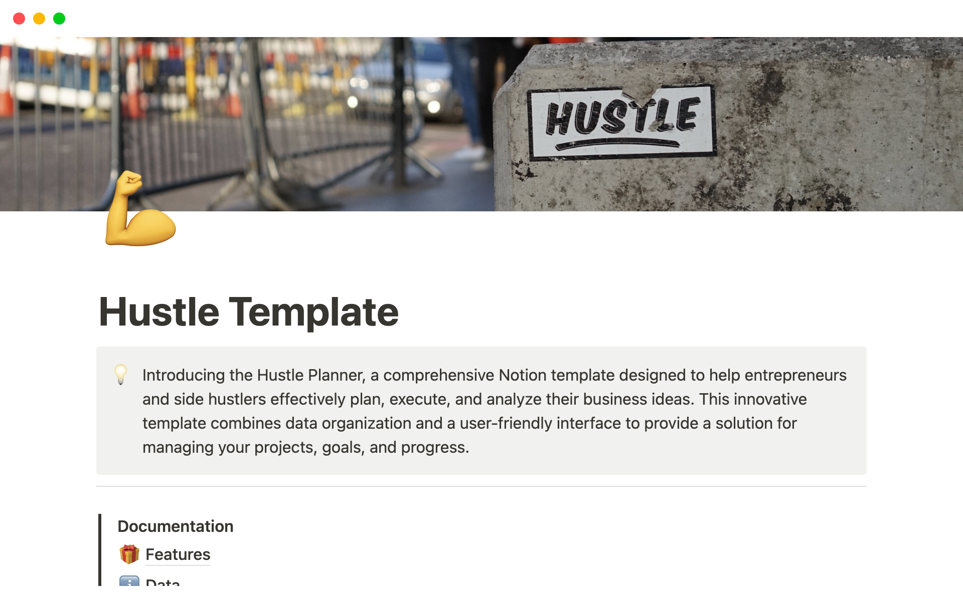 A template preview for Hustle Hub