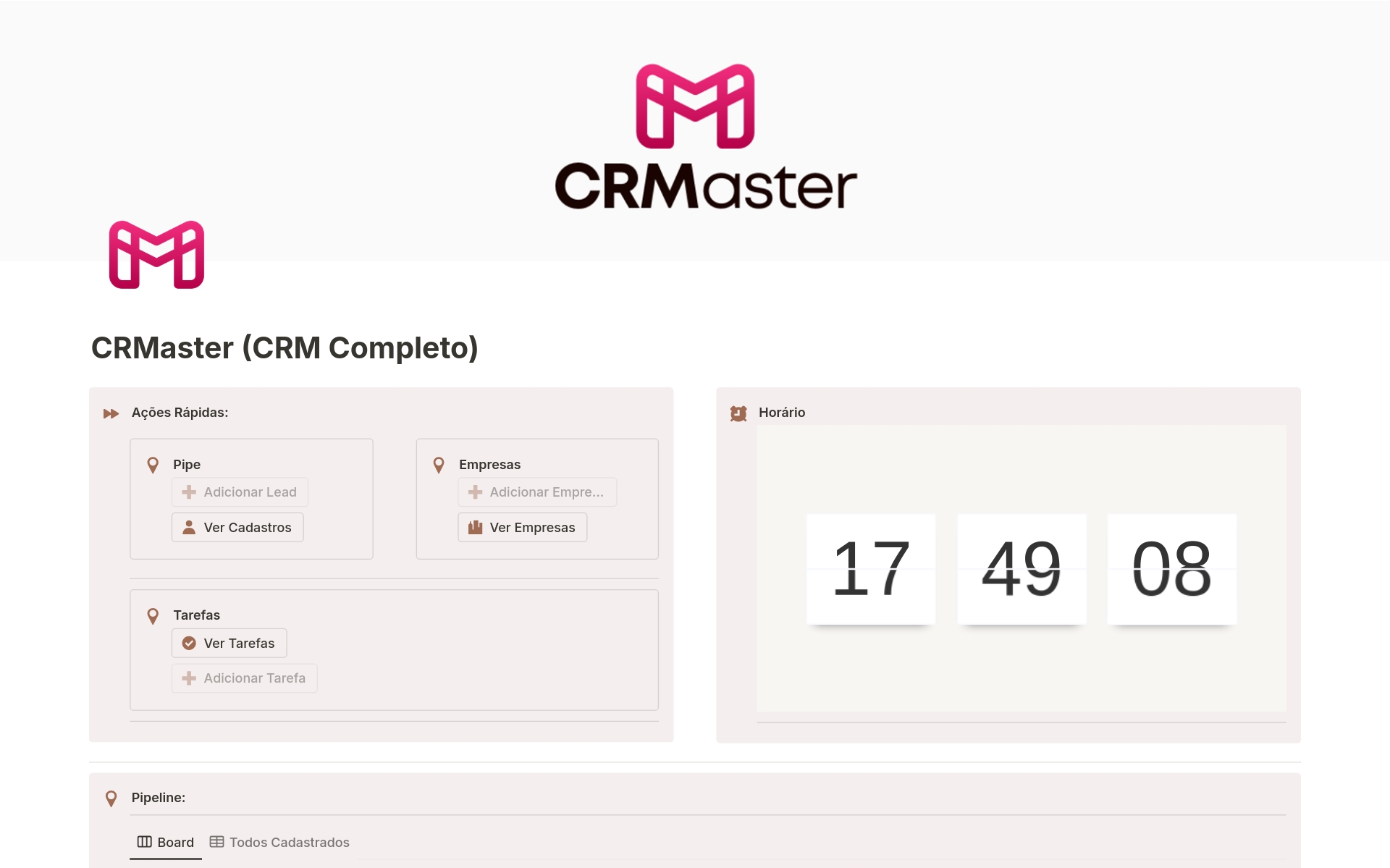 A template preview for CRMaster - CRM Completo