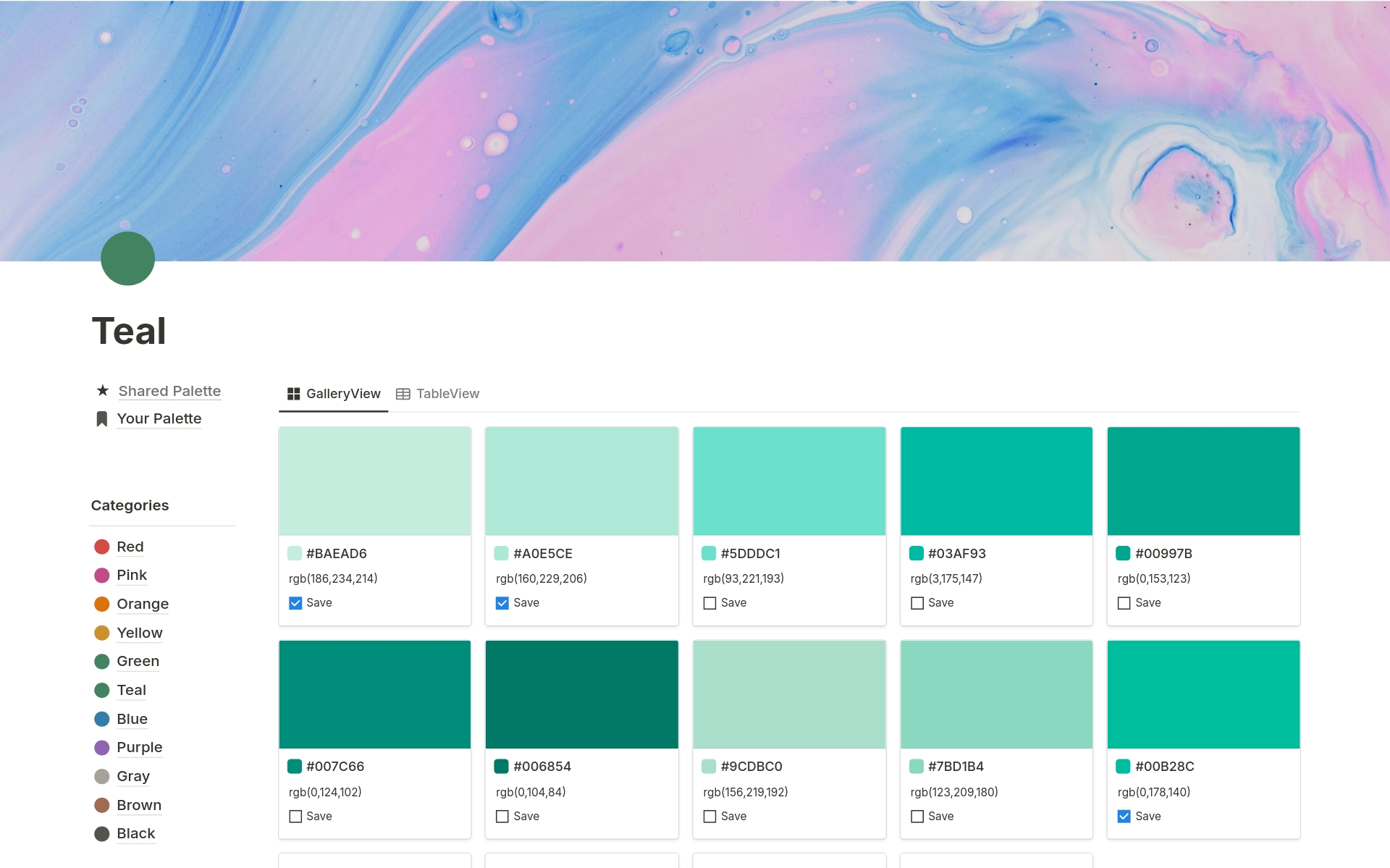 Select the best color for your project and create your own palette and share it with your team!