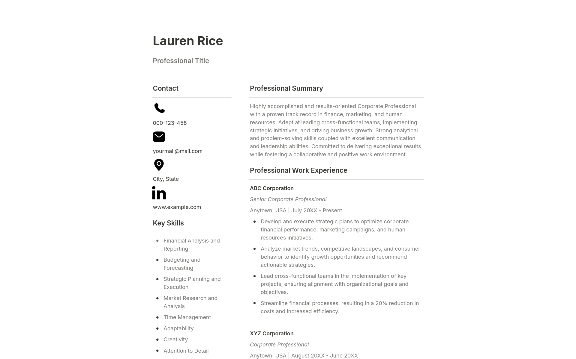 A template preview for Modern Professional Resume + Cover Letter + RL