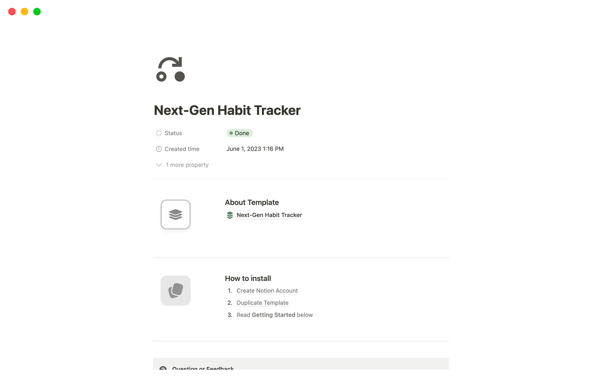 A template preview for Next-Gen Habit Tracker