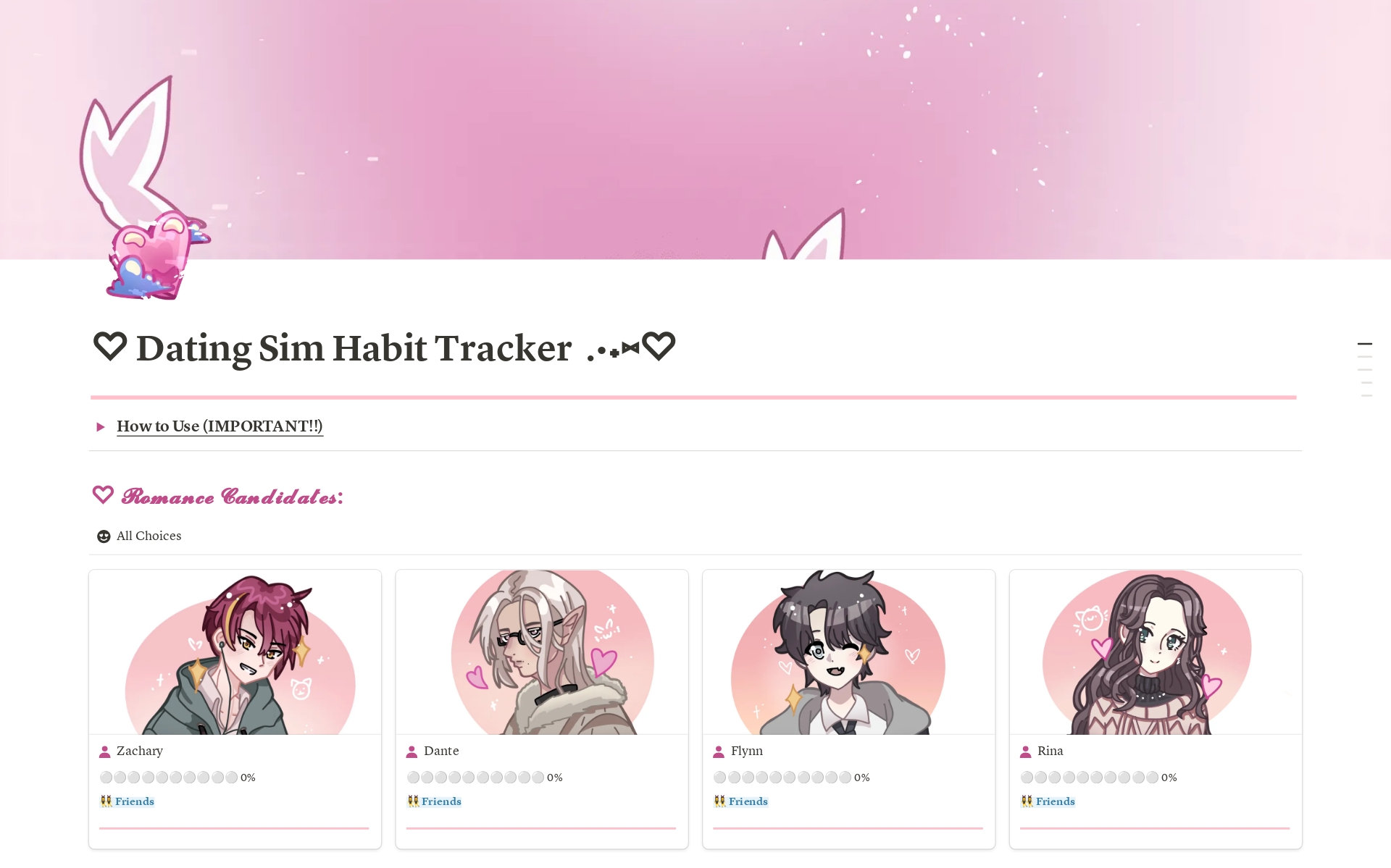 Dating Sim Habit Tracker ♡ by kristii kons. Notion Template