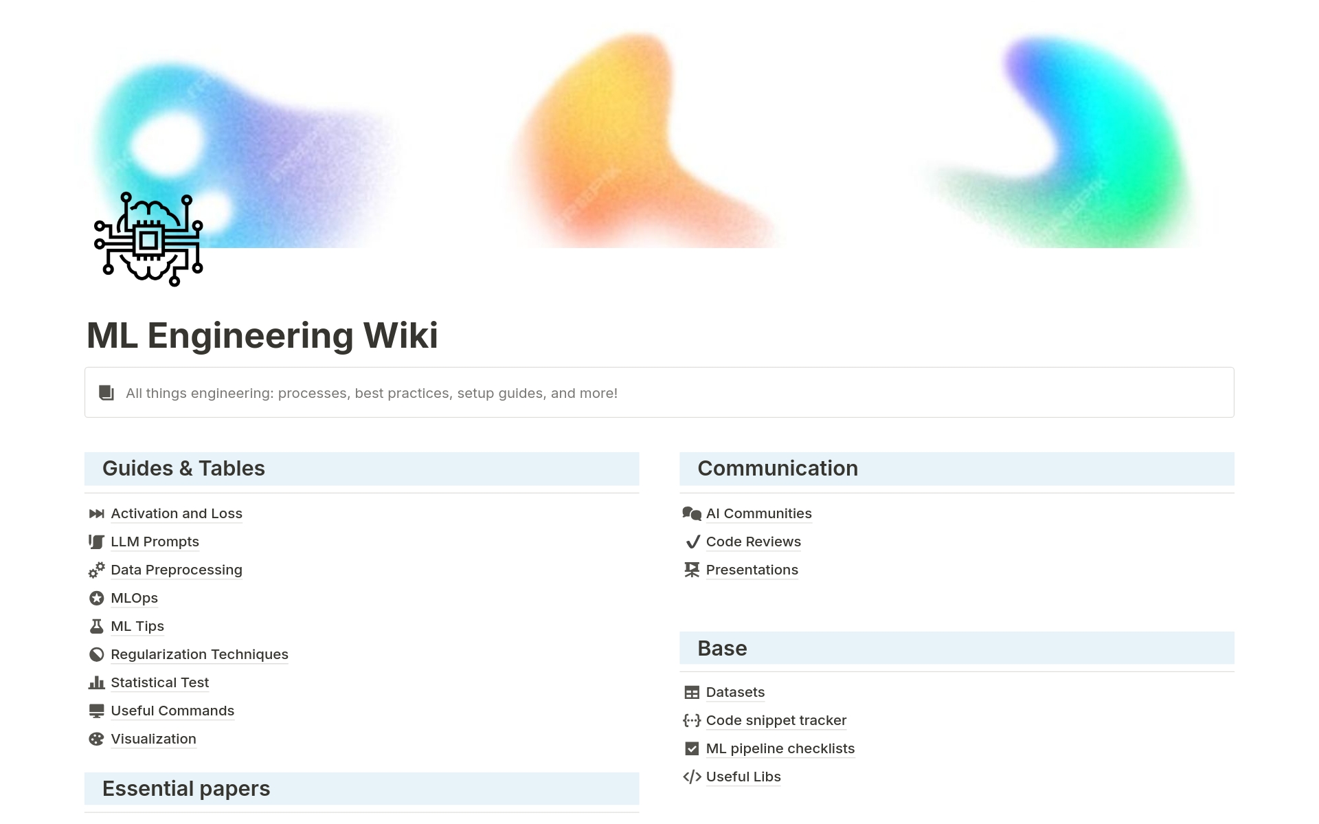 A template preview for Machine Learning Engineering Wiki