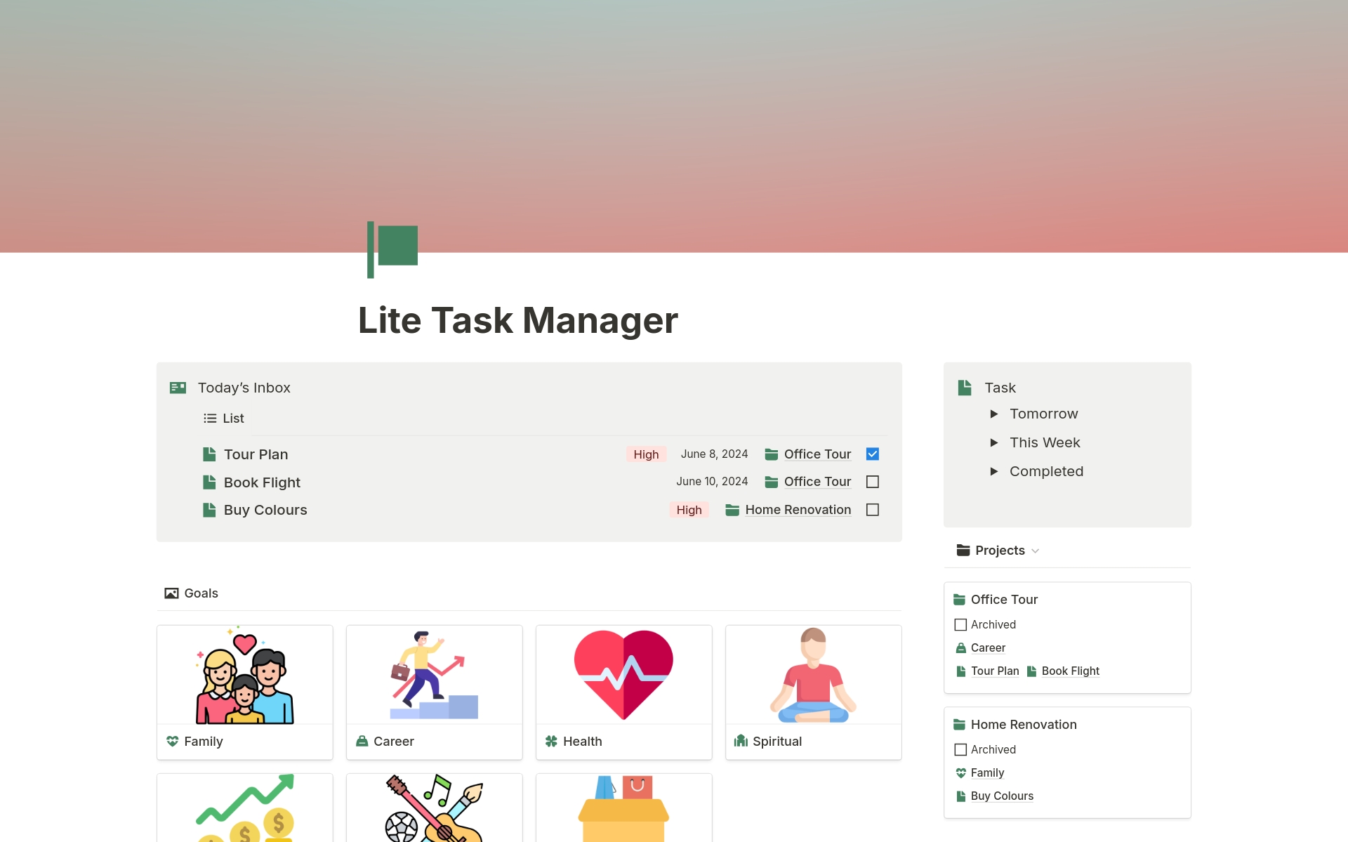 Lite Task Manager | Notion Template