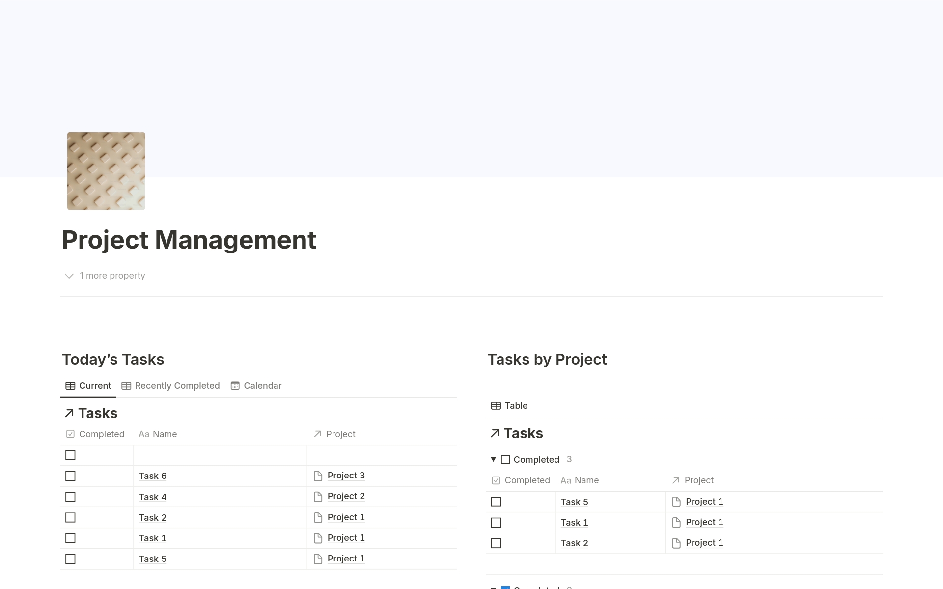 A template preview for Project Management System 