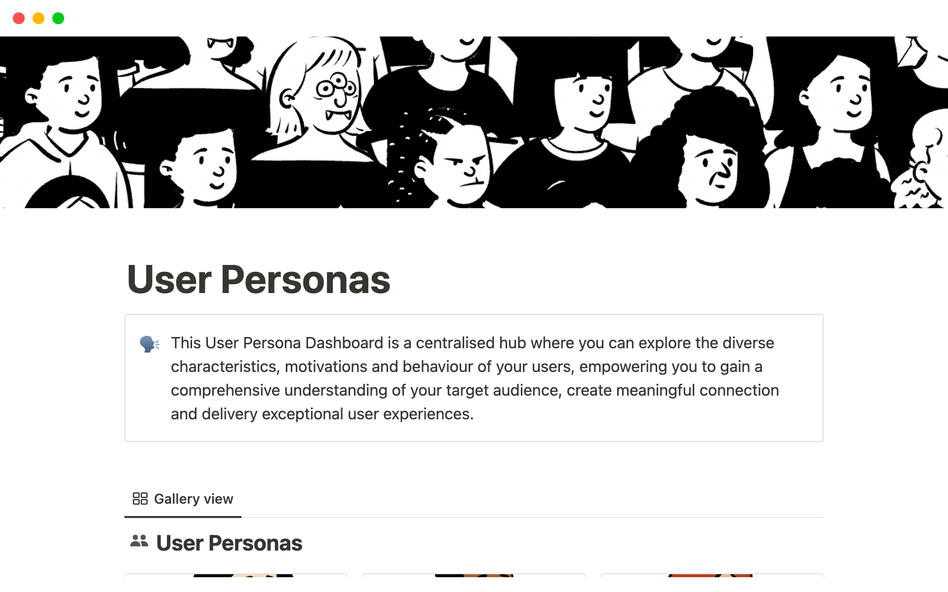 Uma prévia do modelo para User Persona Dashboard & Profile Template