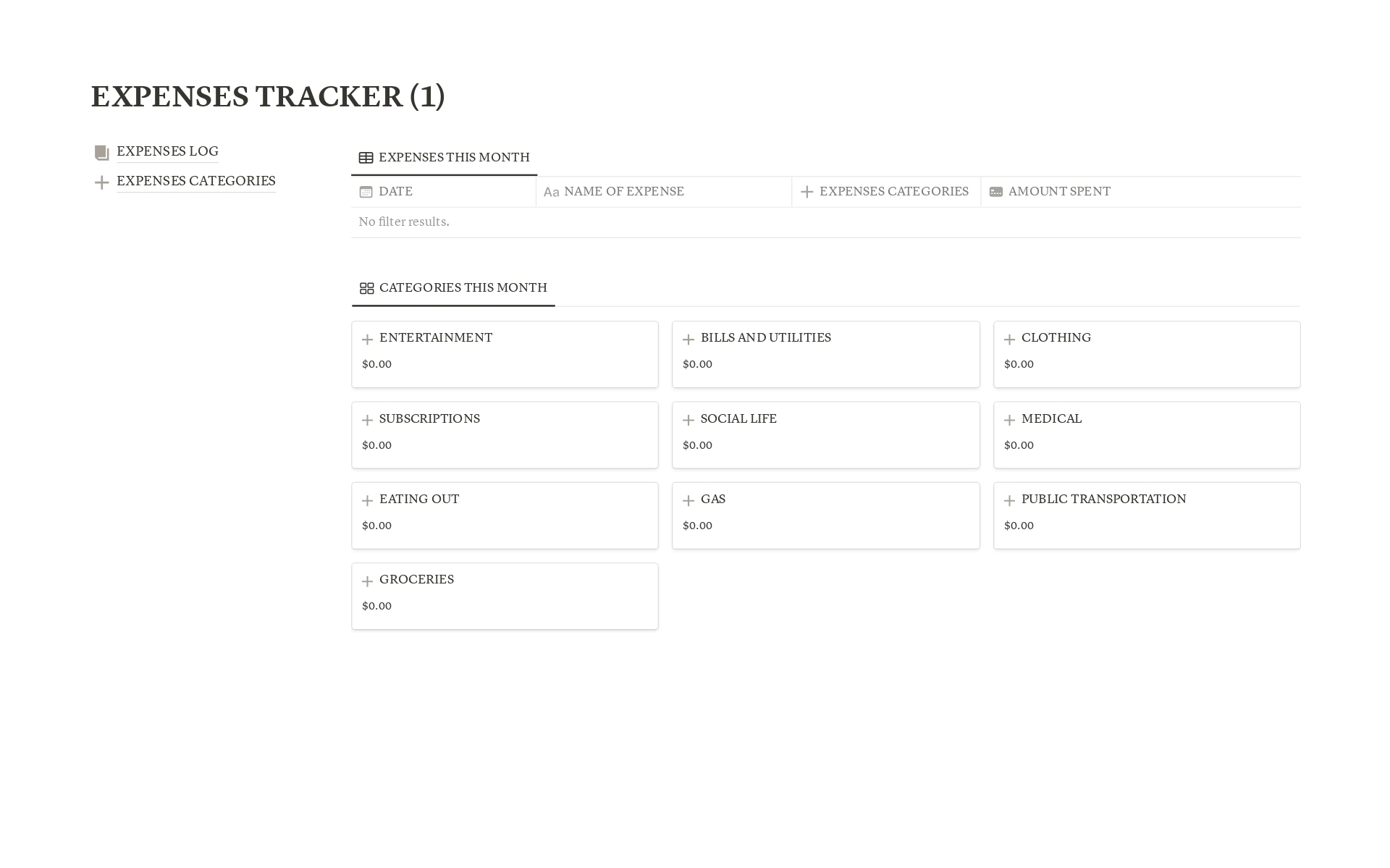 A template preview for Expense Tracker 