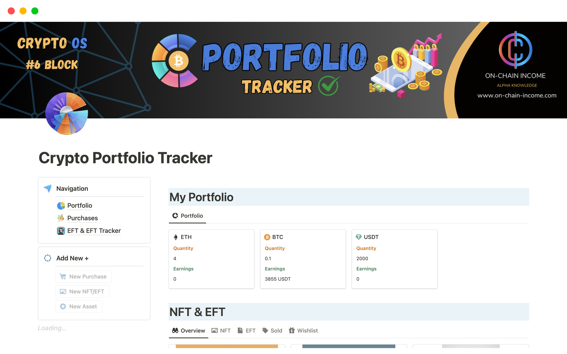 A template preview for Crypto Portfolio Tracker