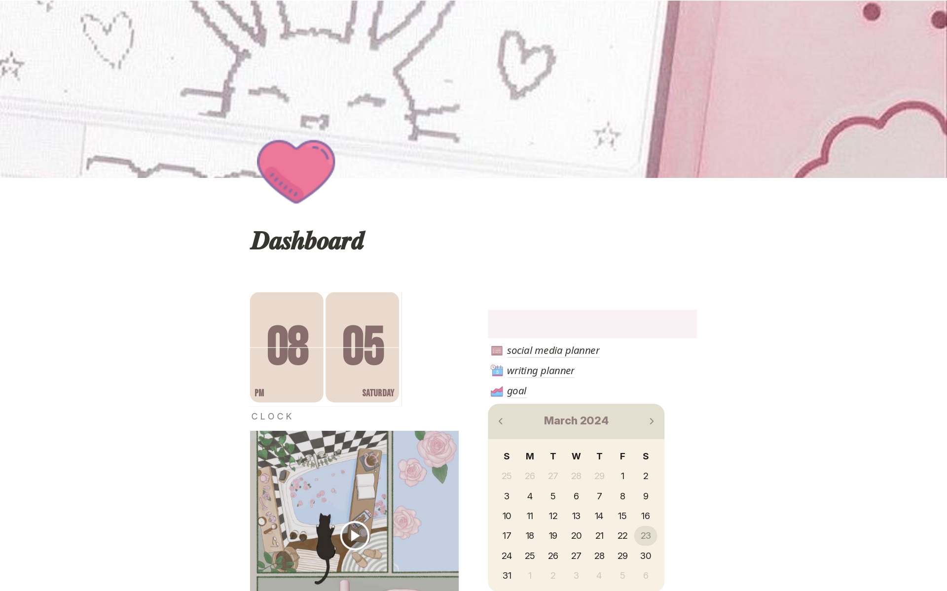 A template preview for Pink Content Planner