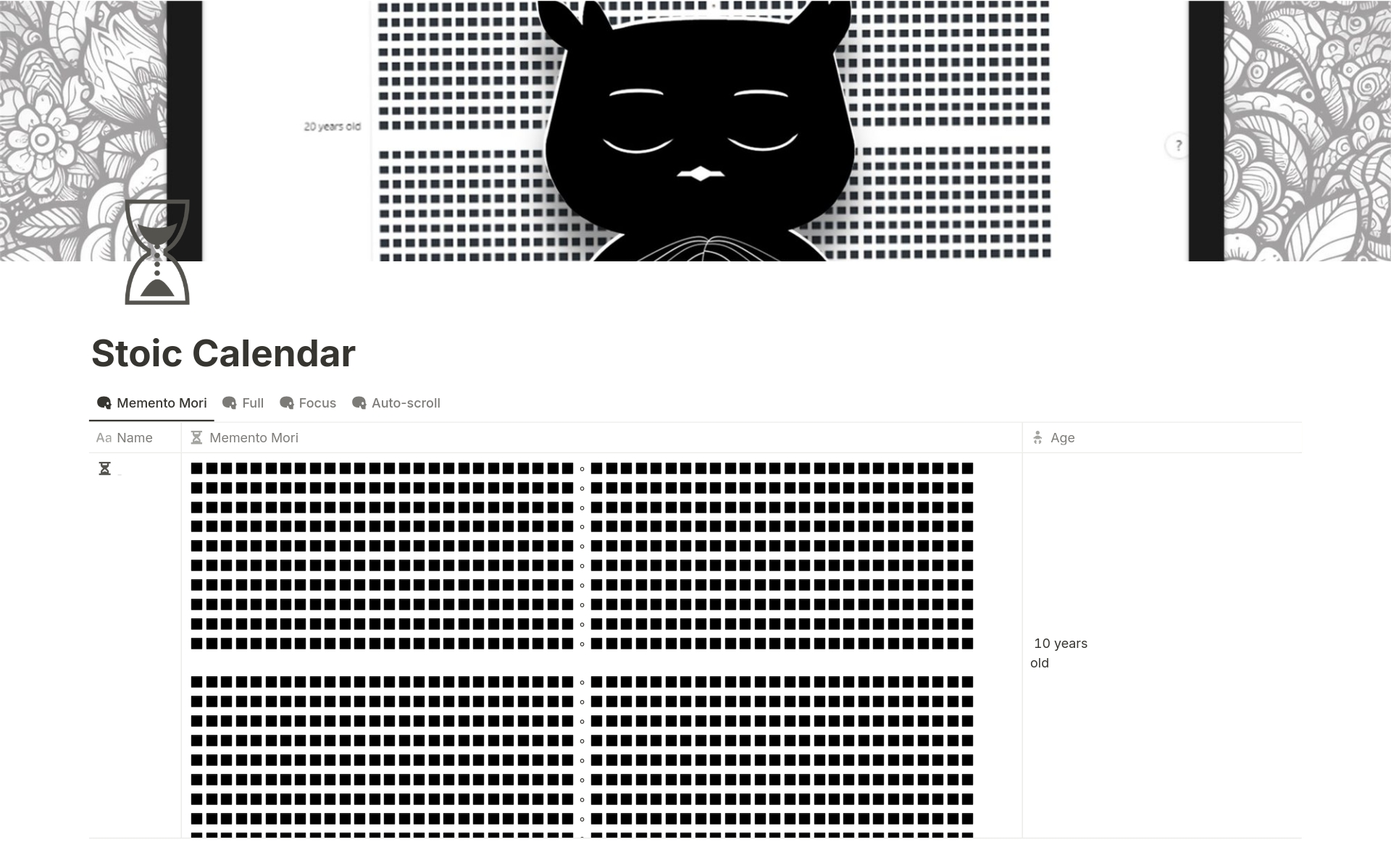 Aperçu du modèle de Stoic Calendar