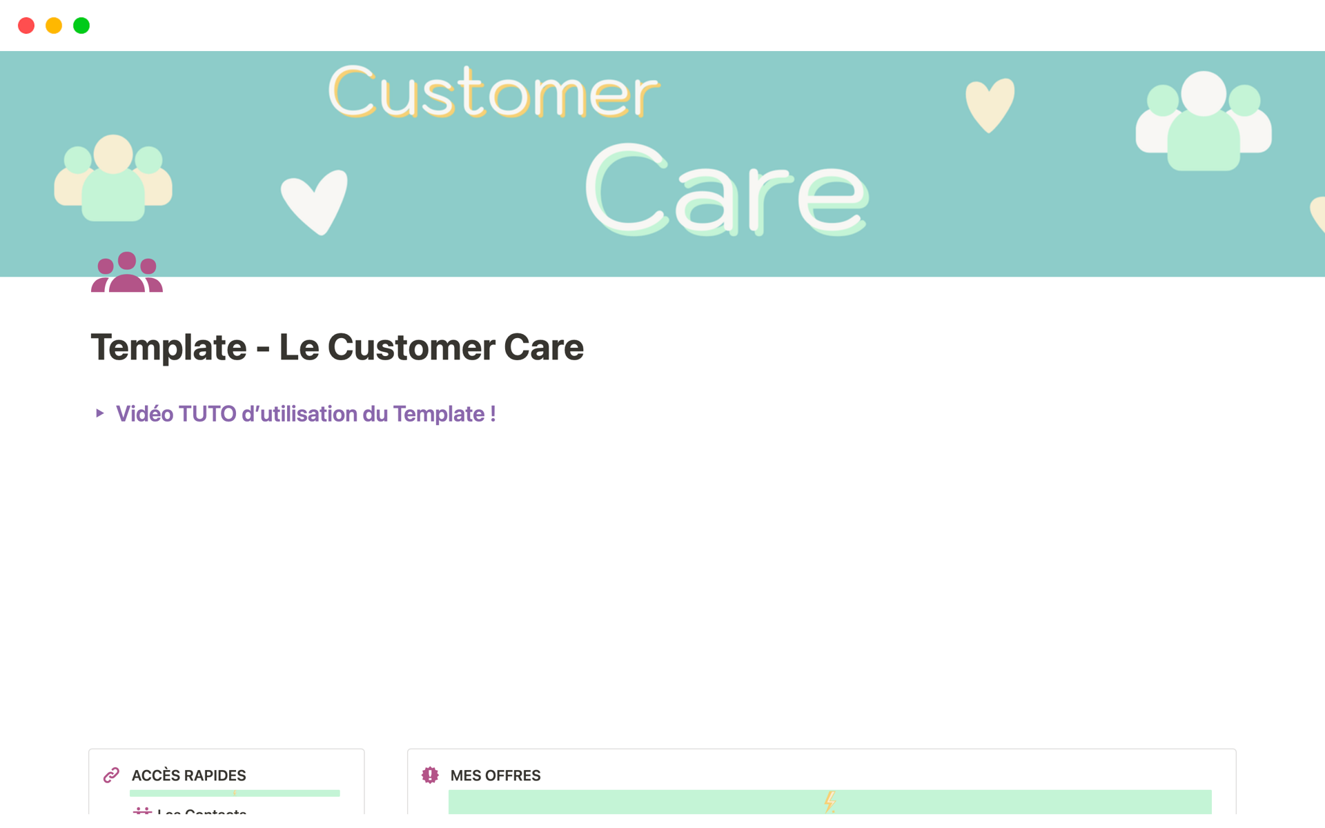 A template preview for Template - Le Customer Care