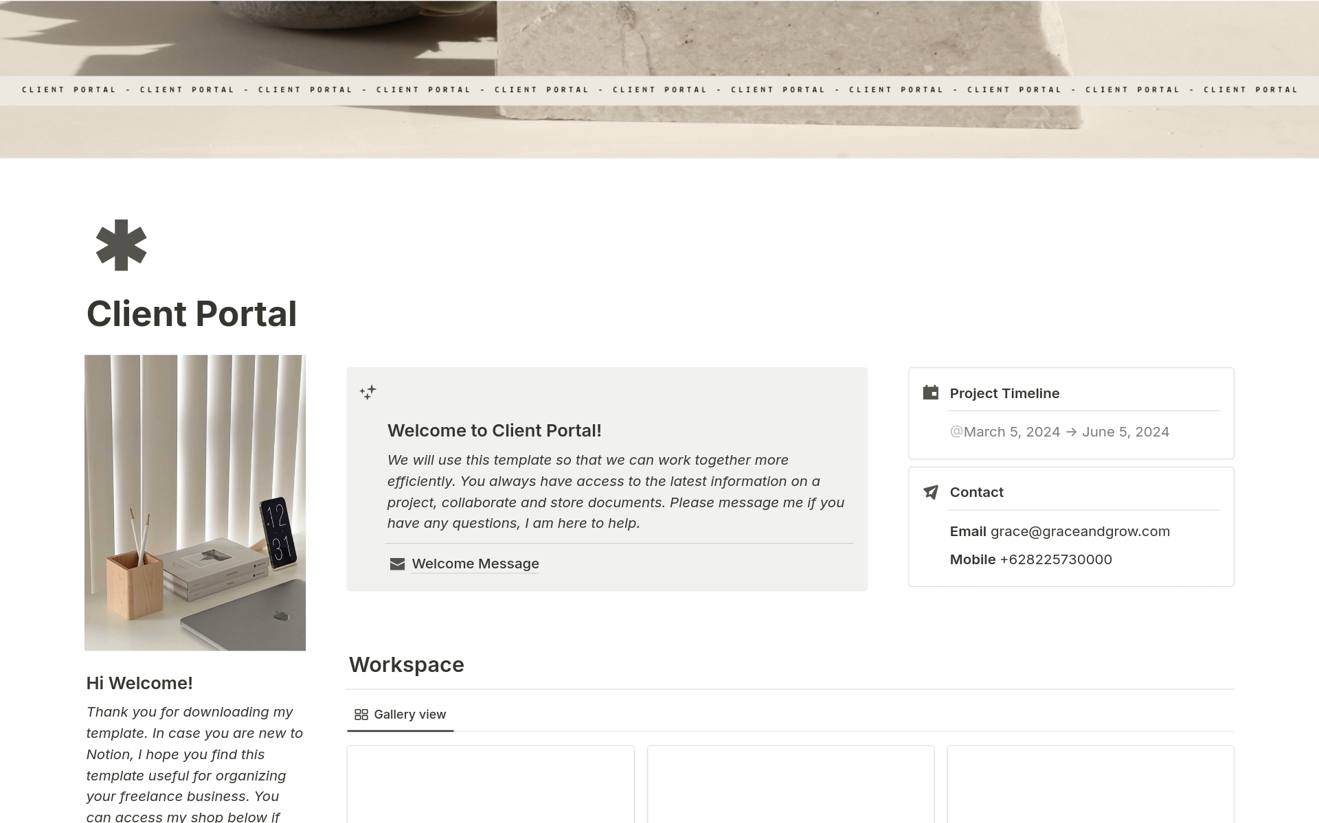 A template preview for Client Portal Starter