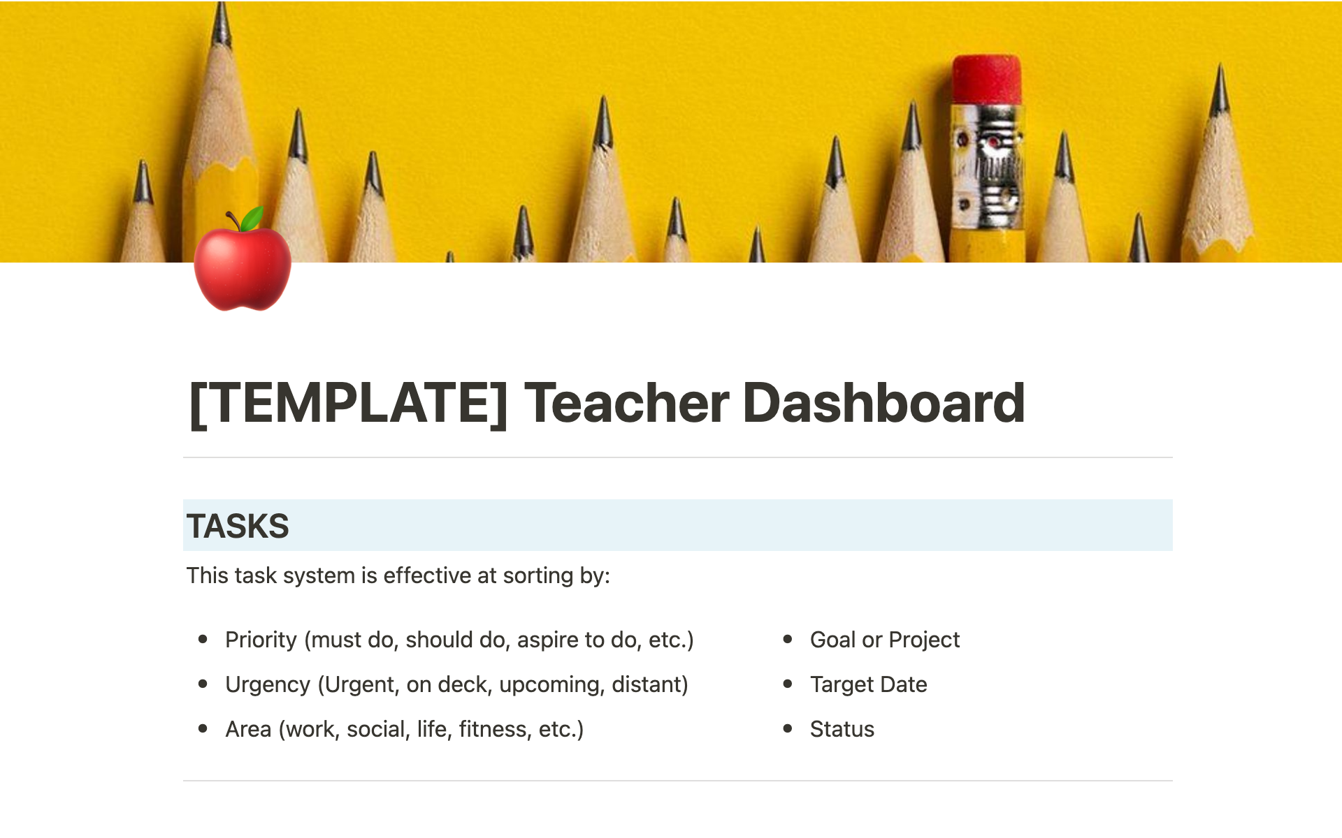 A template preview for Teacher Dashboard