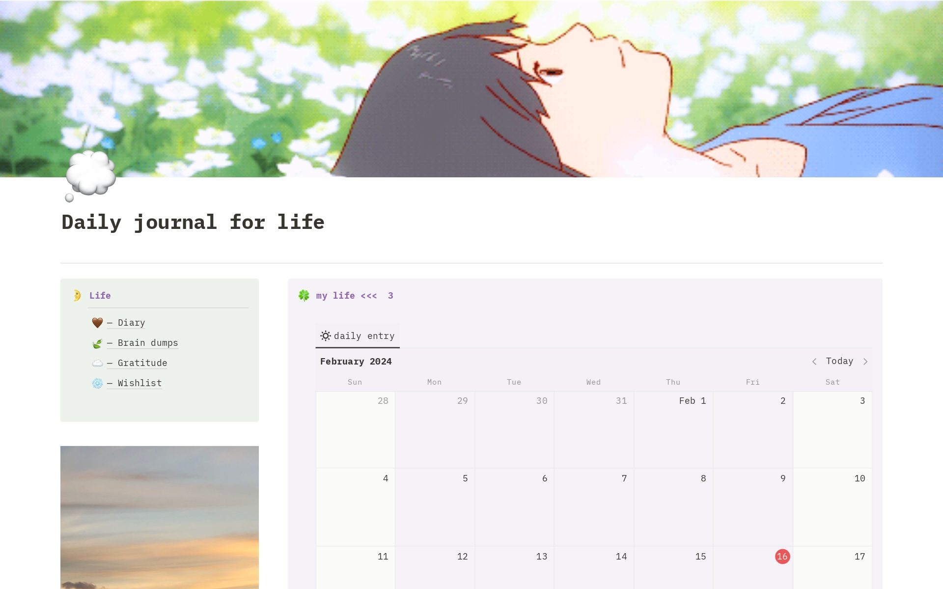 Daily journal Notion Template