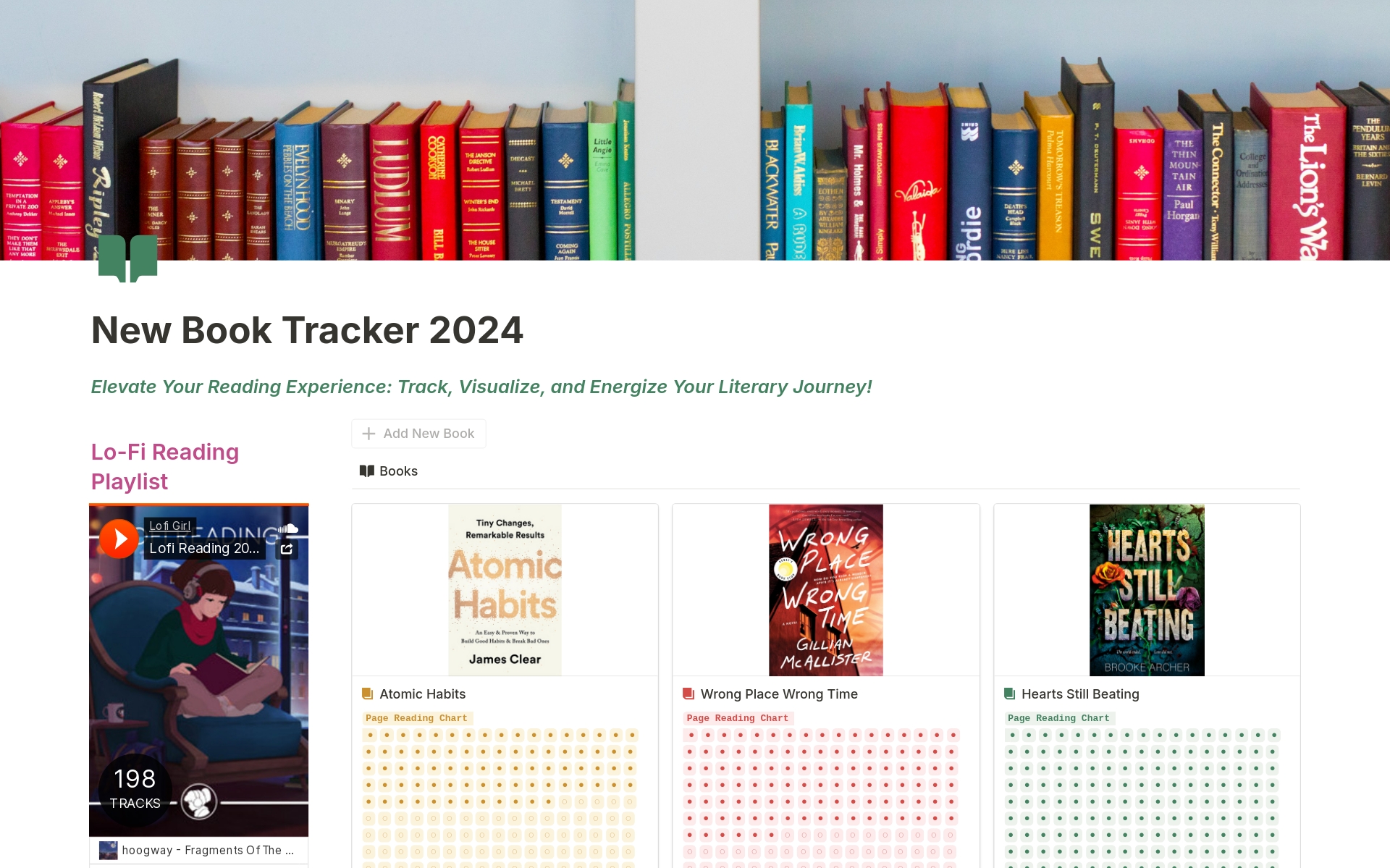 A template preview for New Book Tracker 2024