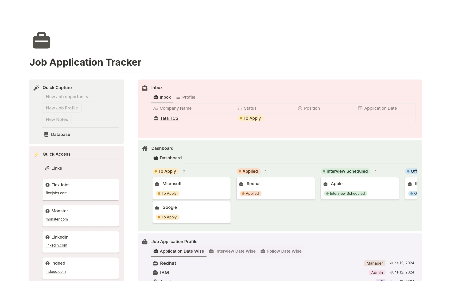 Job Application Tracker Notion Template